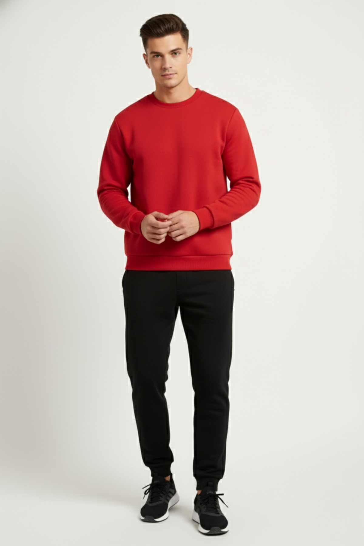 KOZİA OUTDOORS Baskısız Basic Oversize Bisiklet Yaka Şardonlu Unisex Rahat Kalıp Sweatshirt görsel 2