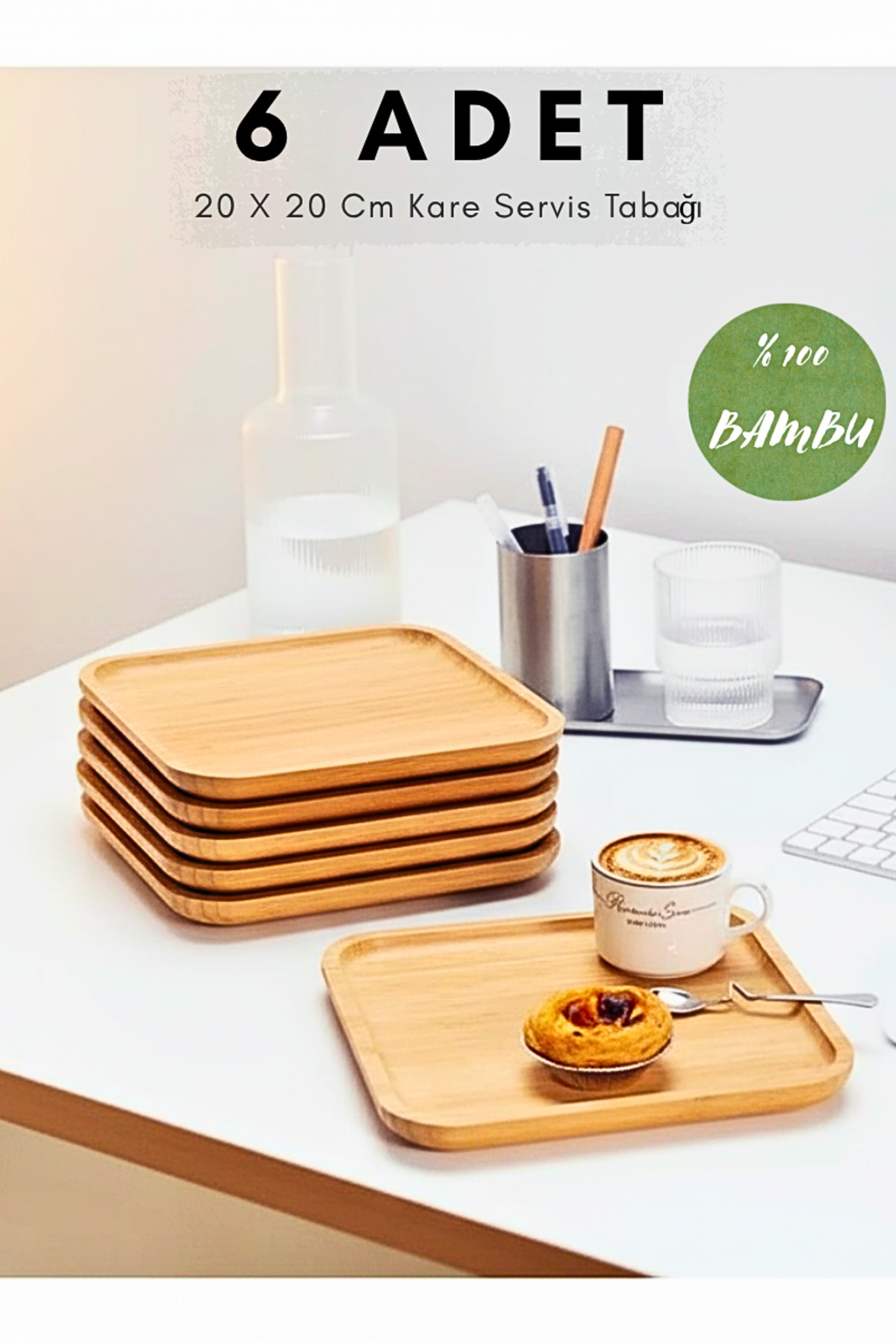Penthouse 6 Adet 20 x 20 cm Kare Servis Tabağı, Sunumluk