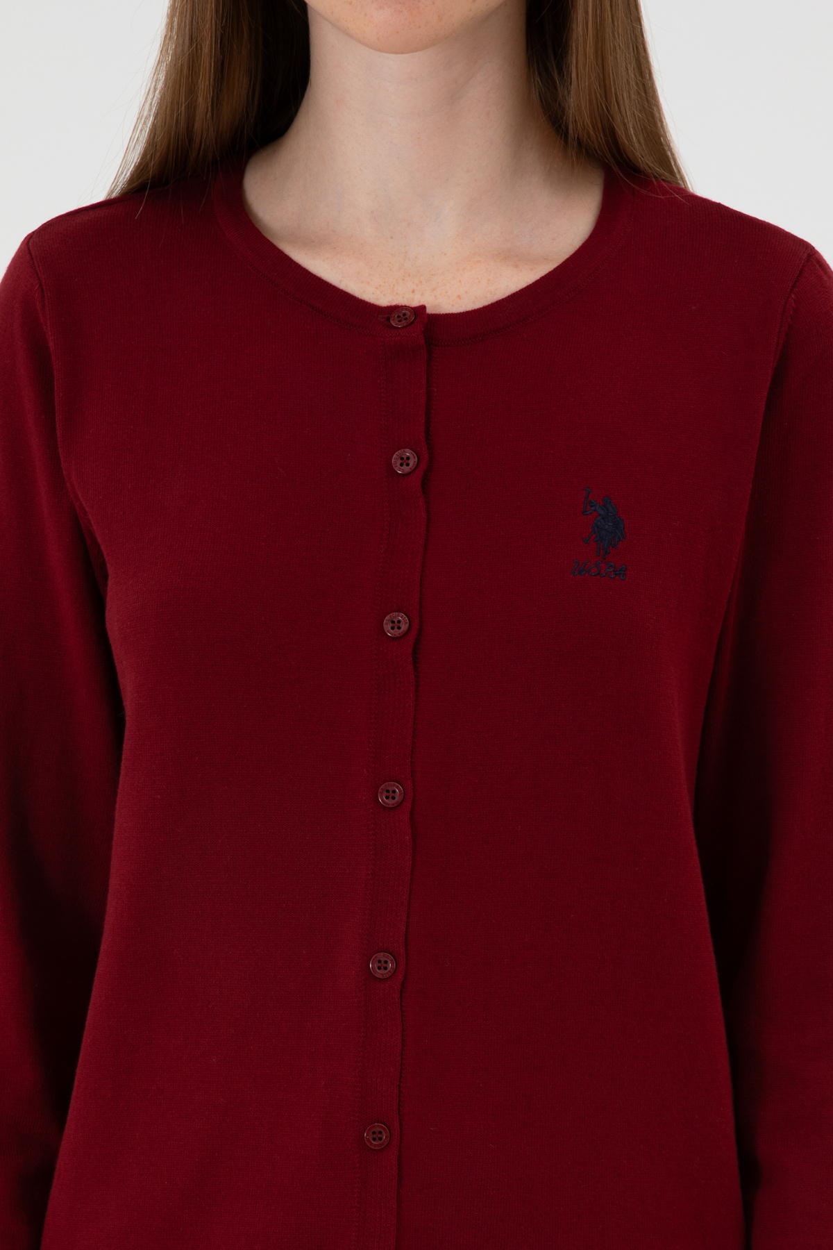 U.S. Polo Assn.  Kadın Bordo Basic Triko Hırka 50313624-VR014 - Görsel 6