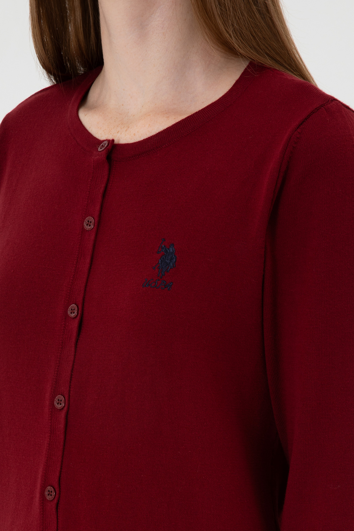 U.S. Polo Assn.  Kadın Bordo Basic Triko Hırka 50313624-VR014 - Görsel 7