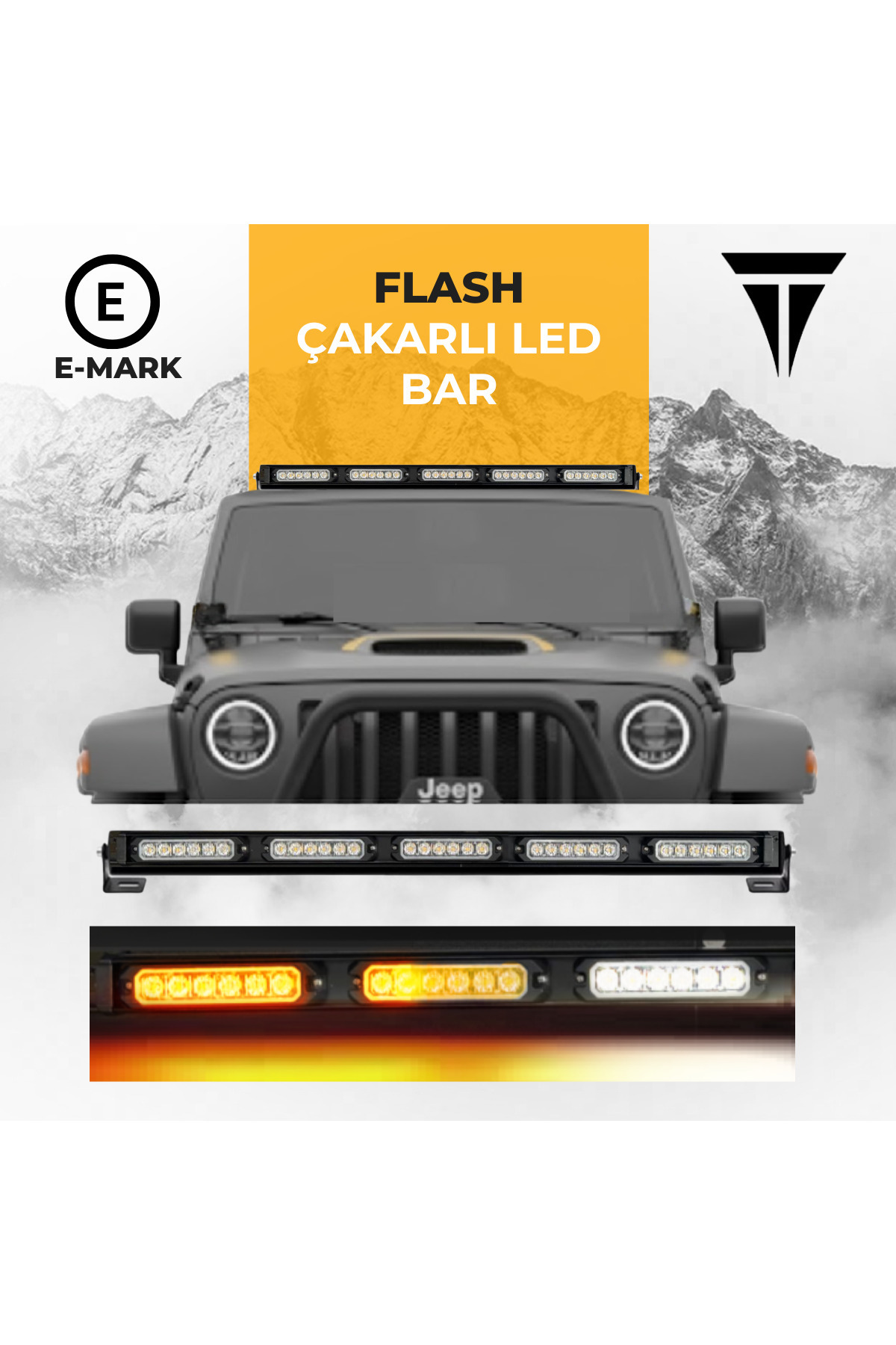C9 90cm 6LED 5 Fonksiyonlu Sarı-Beyaz Off Road LED Bar
