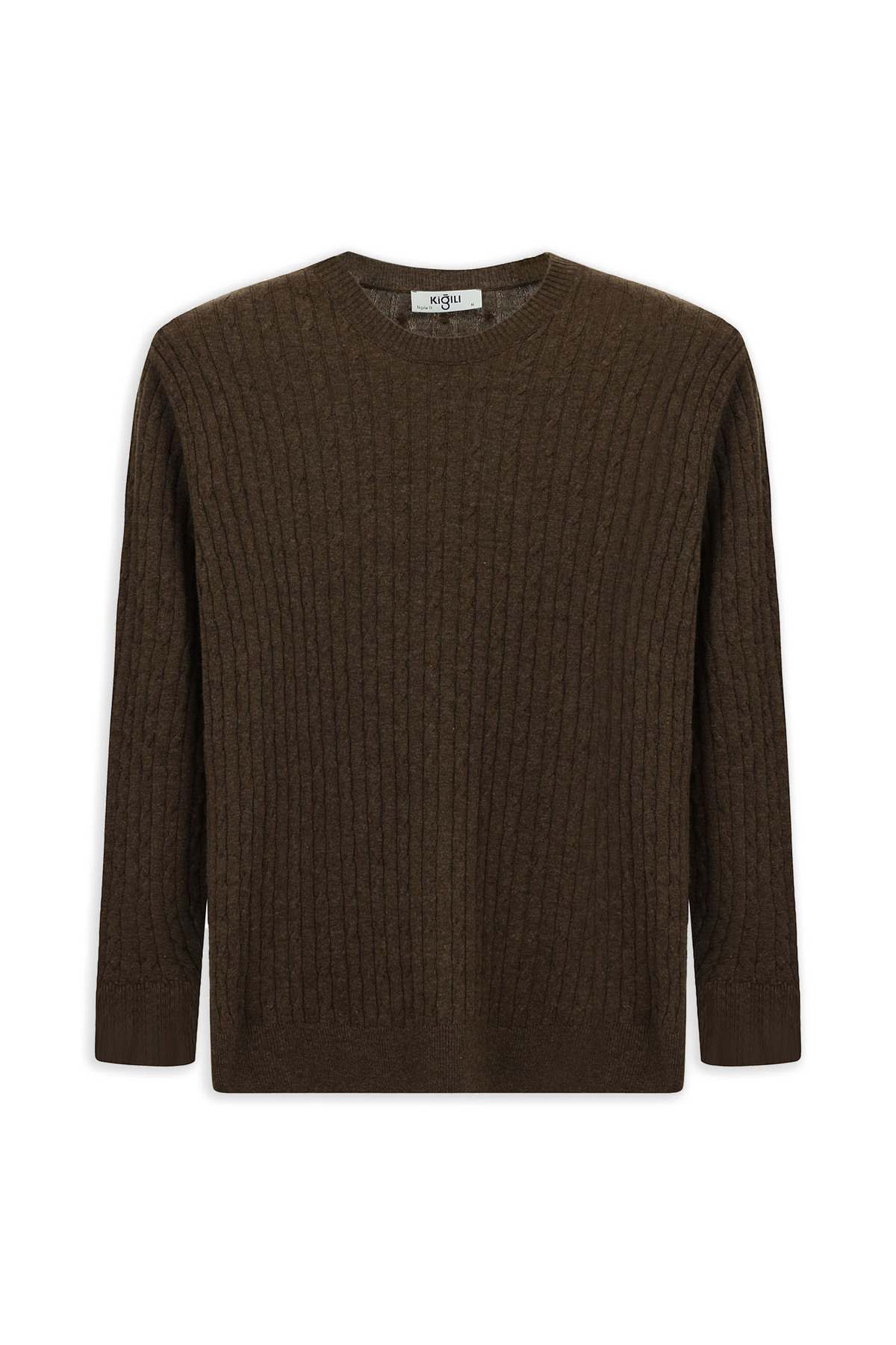 کیگیلی ژاکت بافتنی پشمی طرح‌دار یقه گرد معمولی