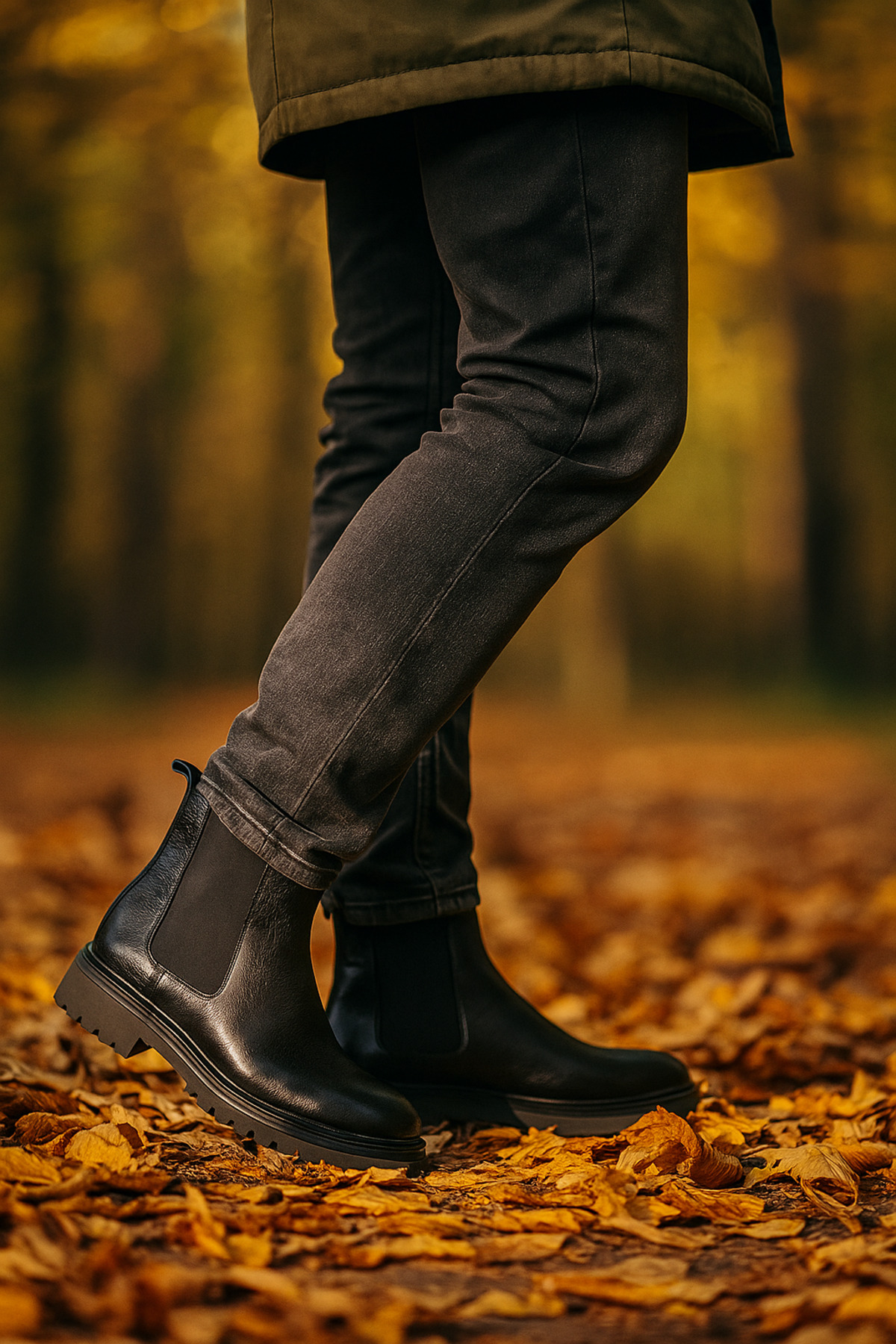 Caffcas  Hakiki Deri Siyah El Yapımı Chelsea Erkek Bot 5309 - Görsel 2