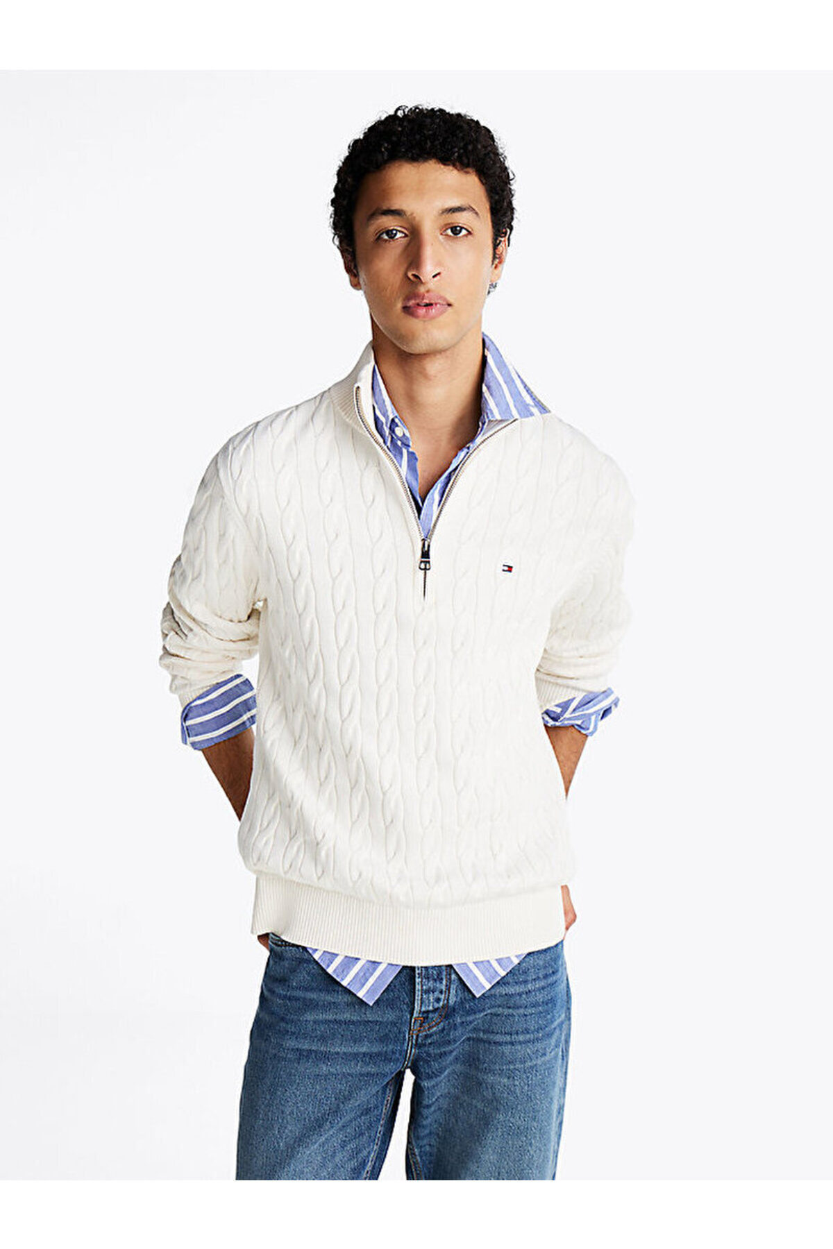 تامی هیلفیگر پلیور مردانه شیک زرد با لوگوی برند مناسب برای استفاده در زمستان MW0MW36532 Z00