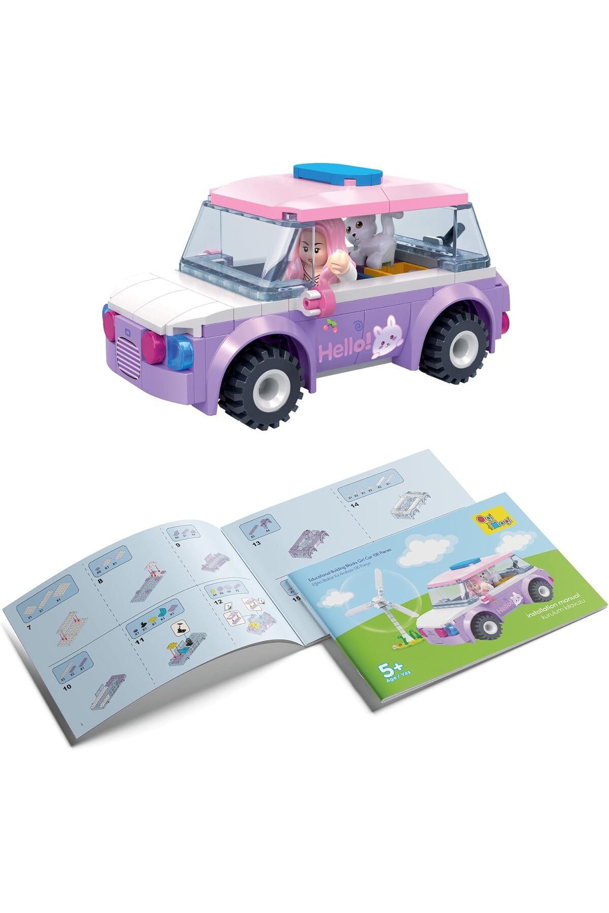 بلوک‌های آموزشی – مجموعه اسباب‌بازی ماشین دخترانه (۱۳۶ قطعه)