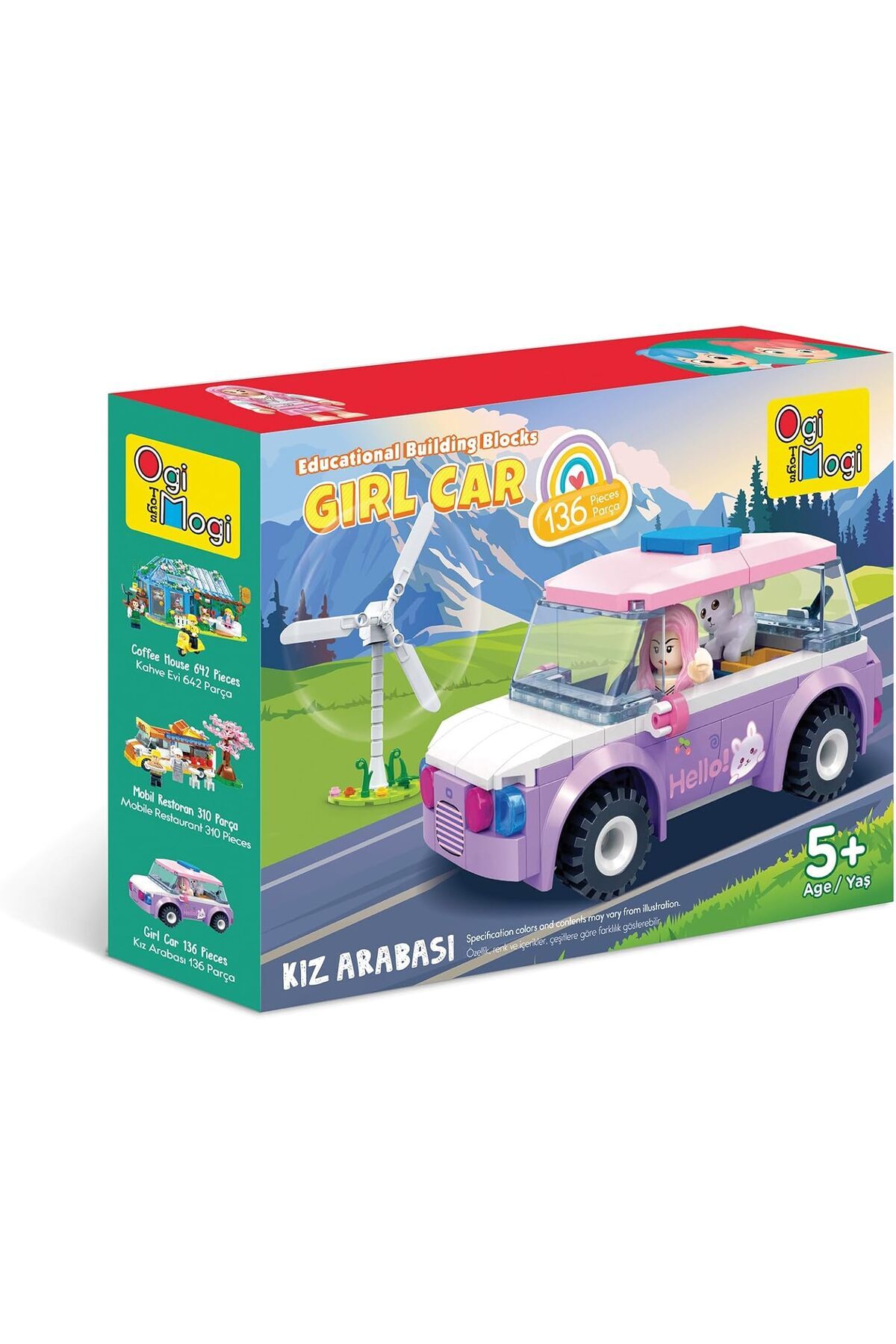 بلوک‌های آموزشی – مجموعه اسباب‌بازی ماشین دخترانه (۱۳۶ قطعه)