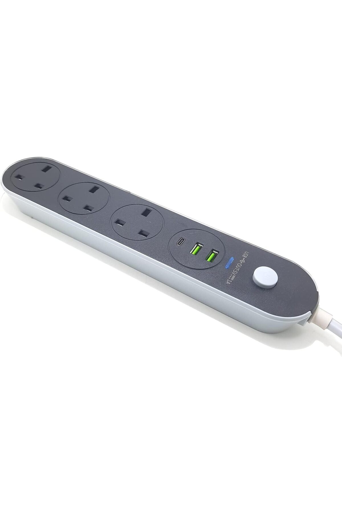 Generic سلك تمديد طاقة 5 متر - 3 مقابس بريطانية + 2 منفذ USB + 1 منفذ PD Type...