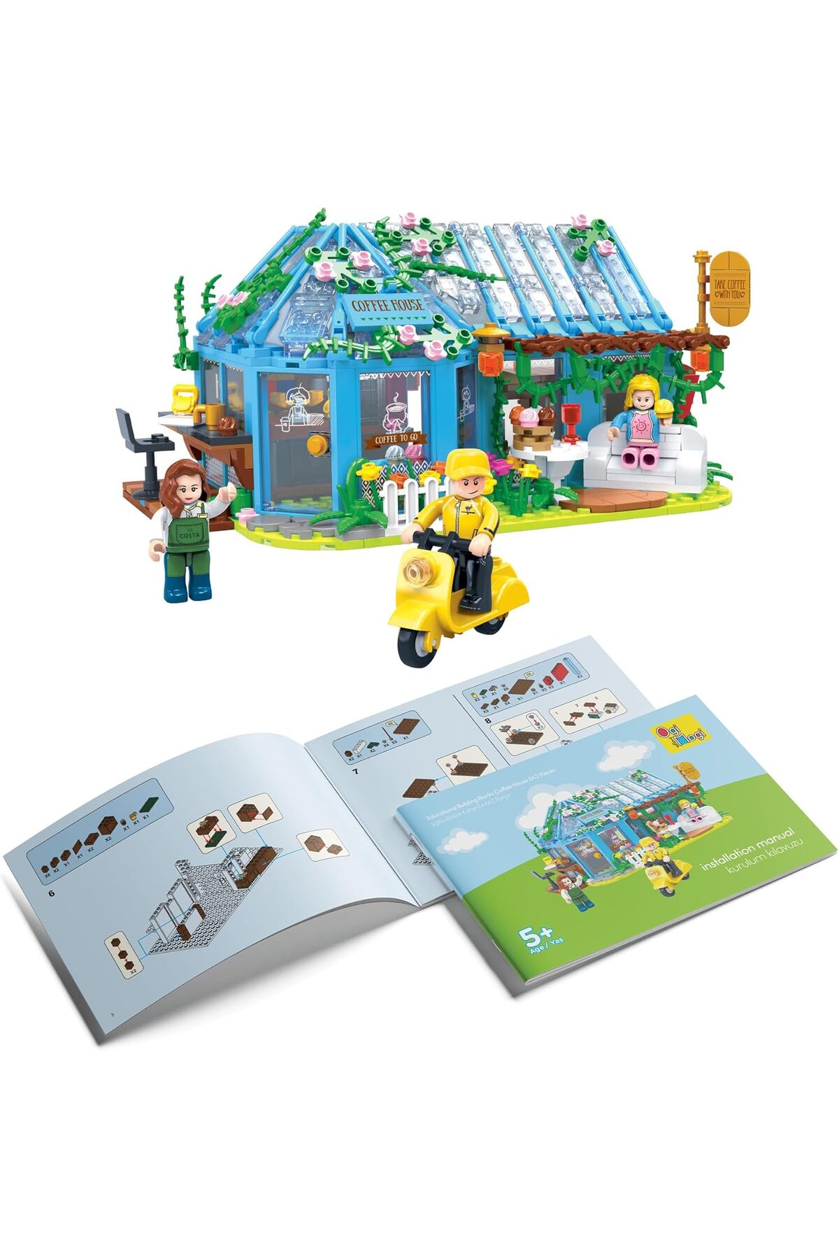 بلوک‌های آموزشی ساختنی اسباب‌بازی – مجموعه بازی کافی‌شاپ (۶۴۲ قطعه)