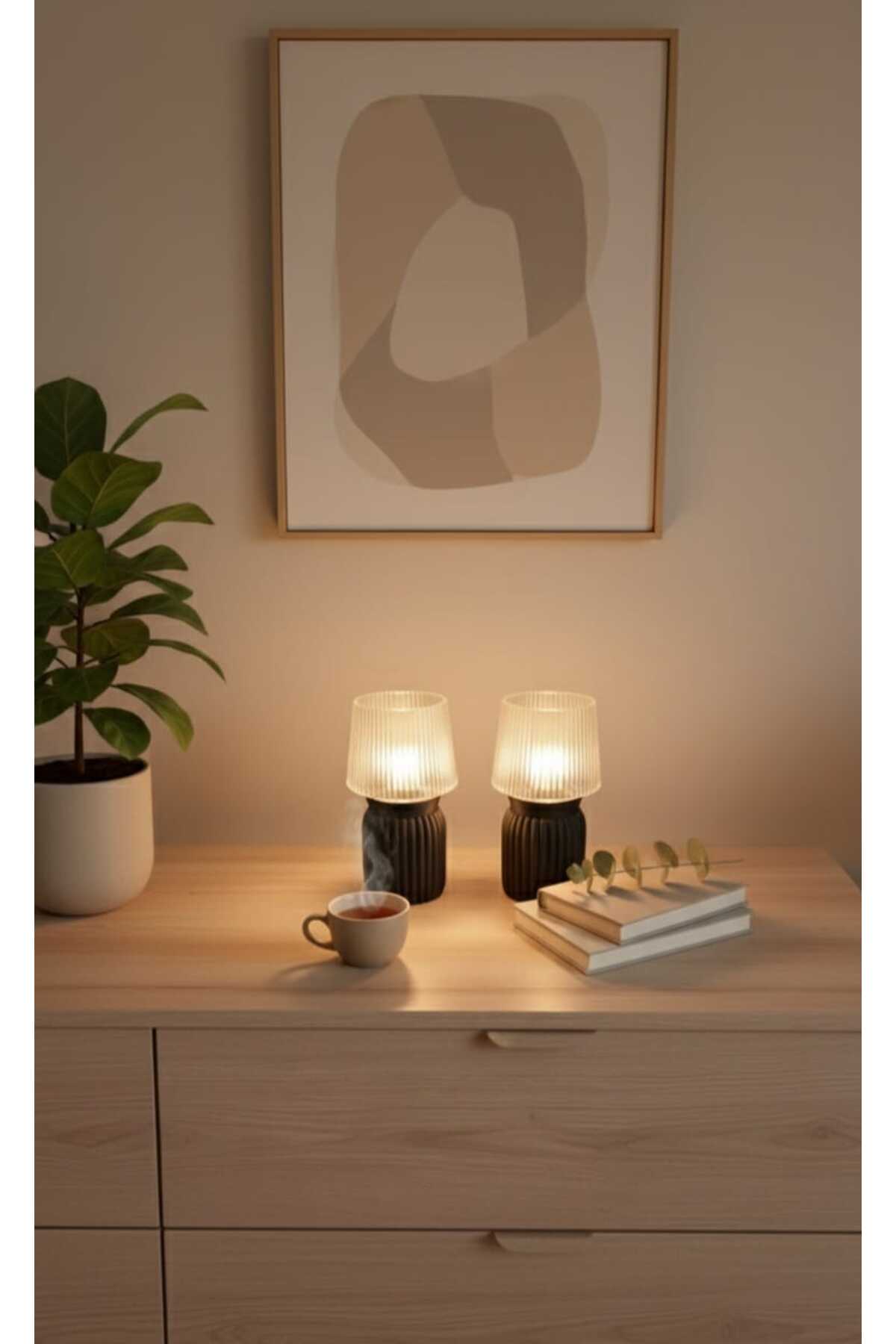 Tealight Candle Holder Modern Decorated Battery-Operated LED 2-Piece Set