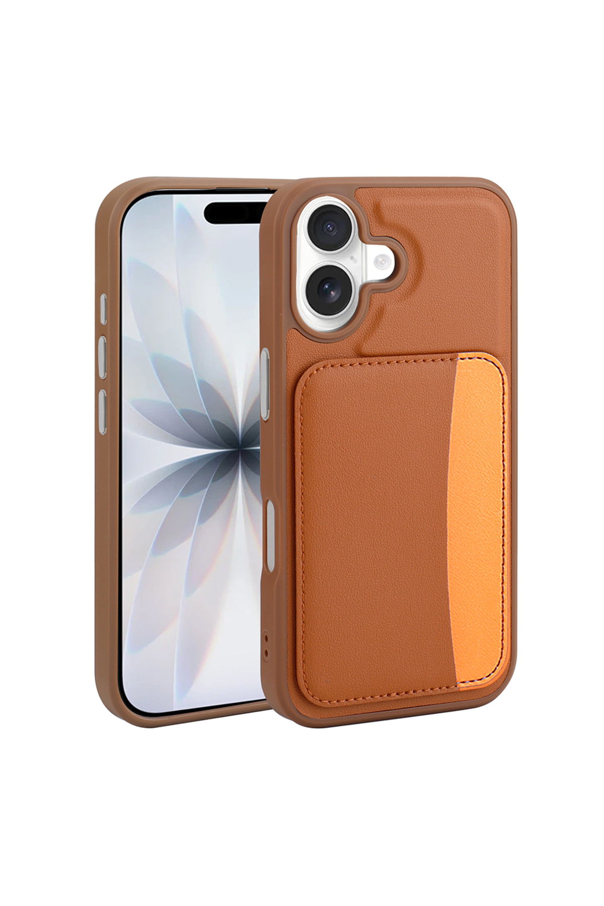 Apple iPhone 17 Compatible Case Camera Protruding Corner Protection Dual Color Card Holder Wallet Silicone Cover