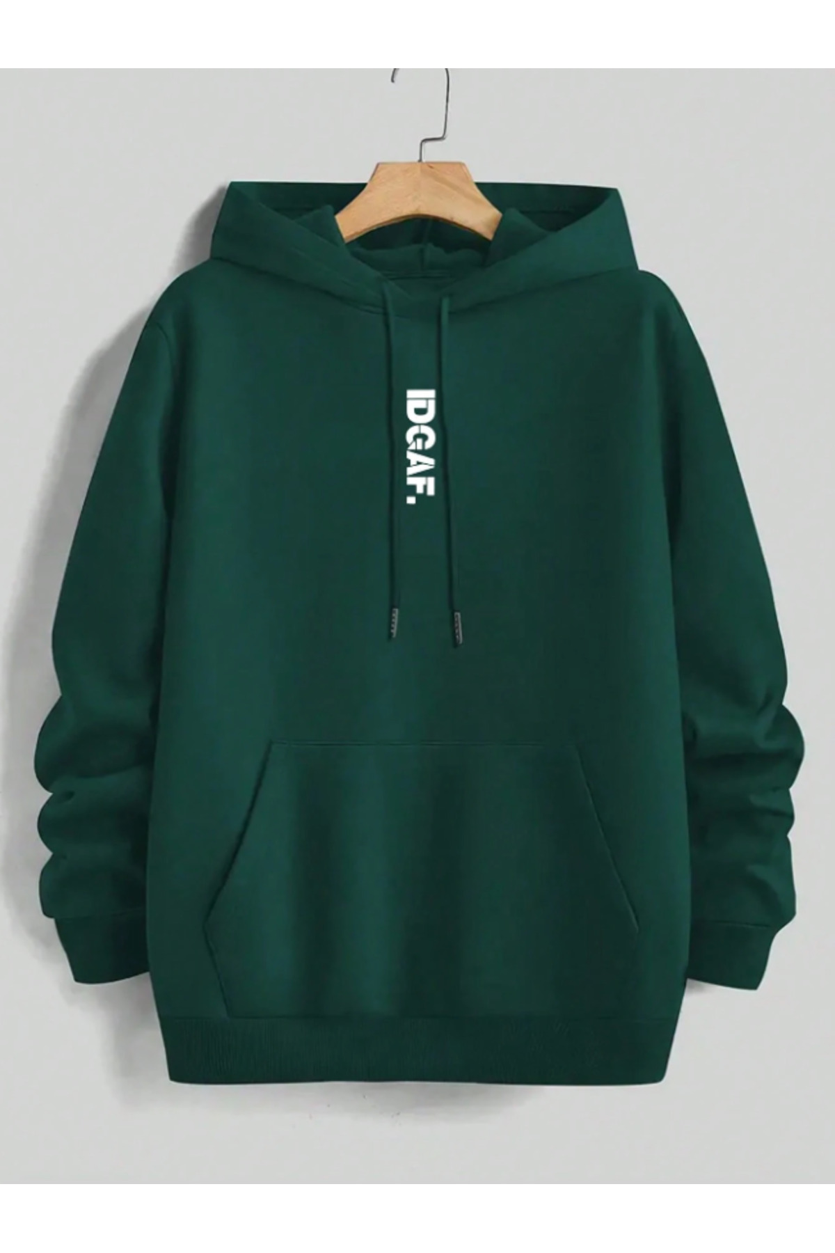 Unisex Erkek/Kadın IDGAF Renkli Özel Baskılı Pamuklu Oversize Kapüşonlu Sweatshirt — خاکی IDGAF-KAPŞON-REVASSER- — تصویر 2 از 5