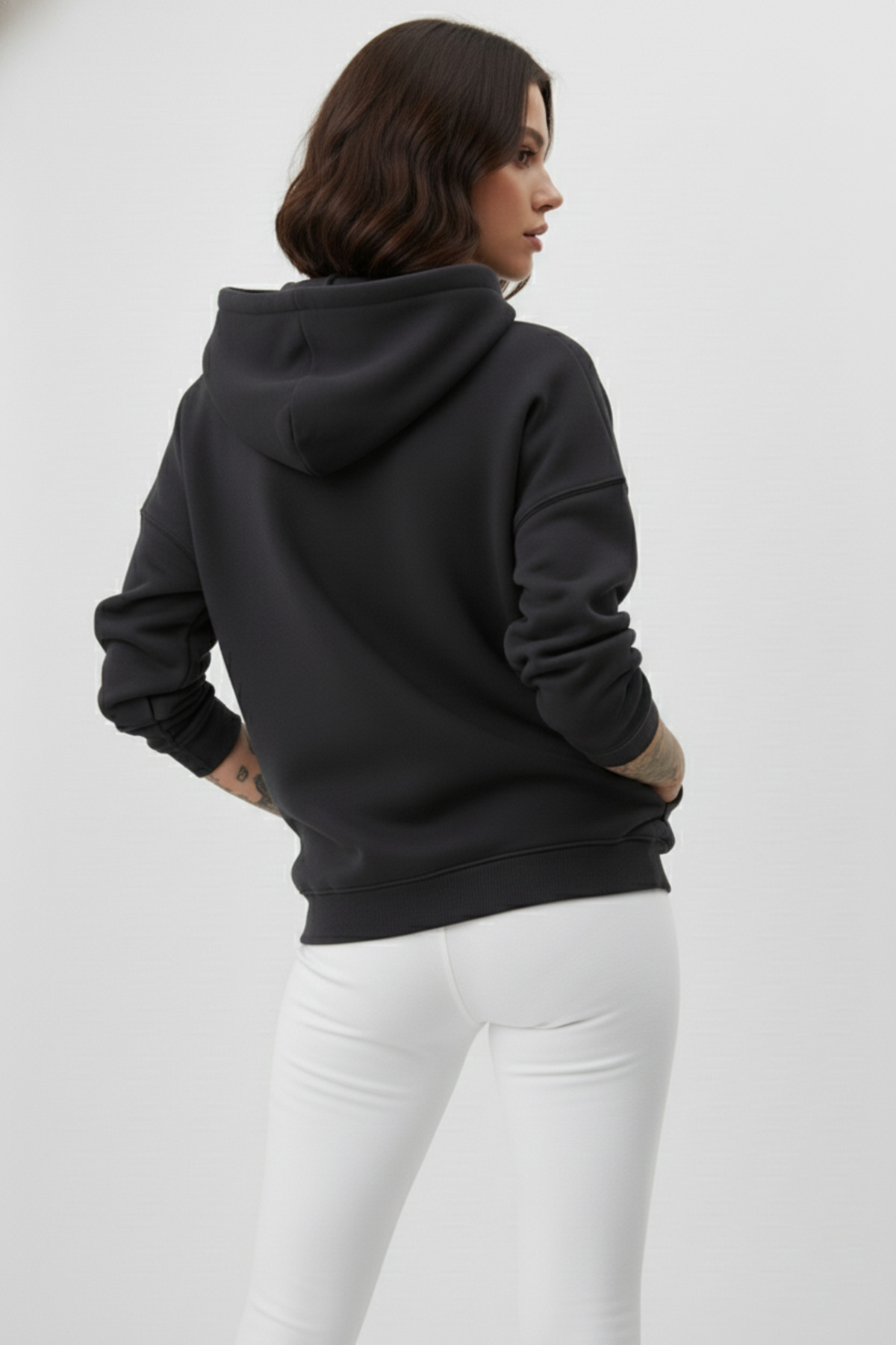 uyguntarz Unisex Yumuşak Dokulu 3 İplik Oversize Füme Sweatshirt görsel 5