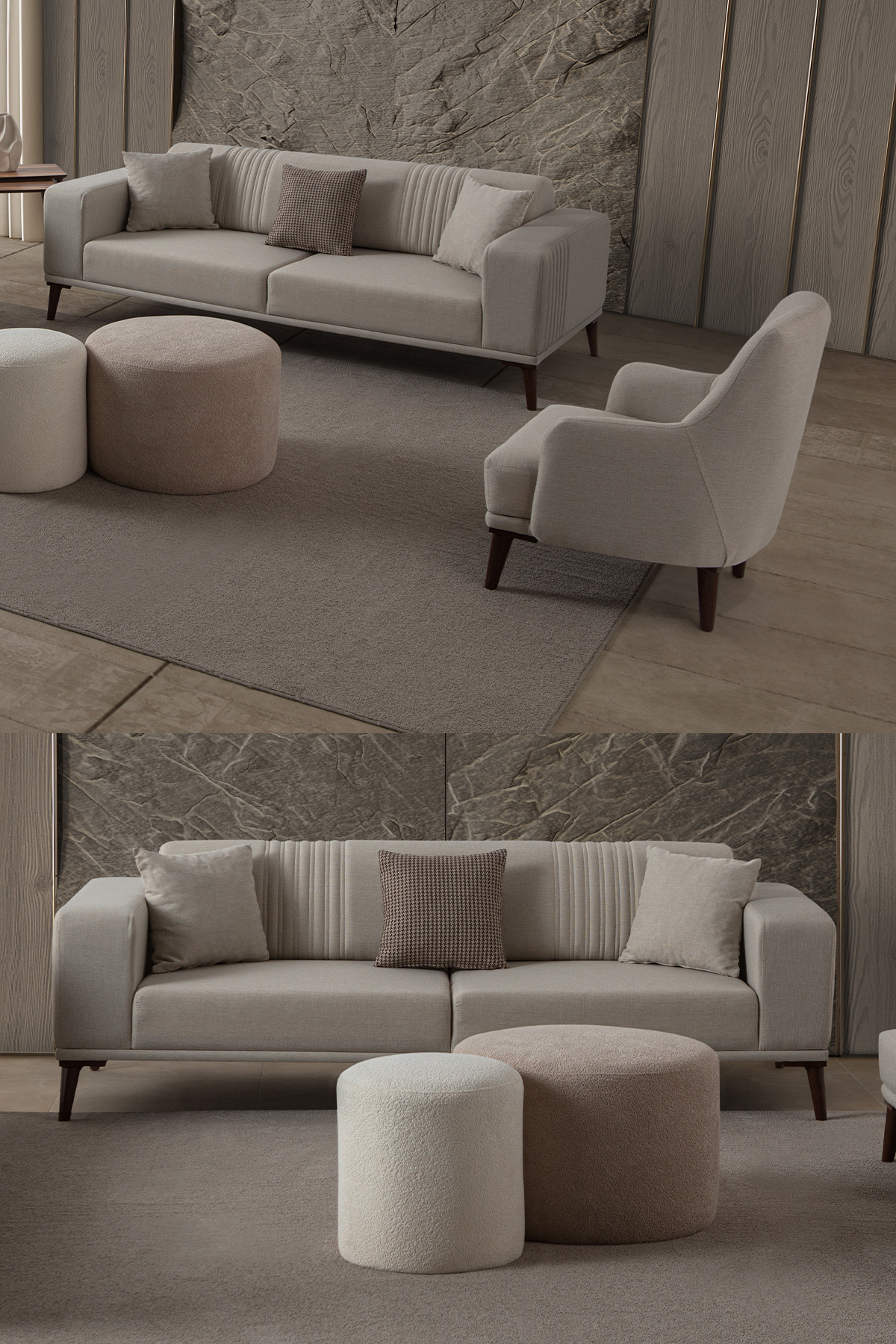 EDSY HOME Regnar Koltuk Takımı Krem 3+3