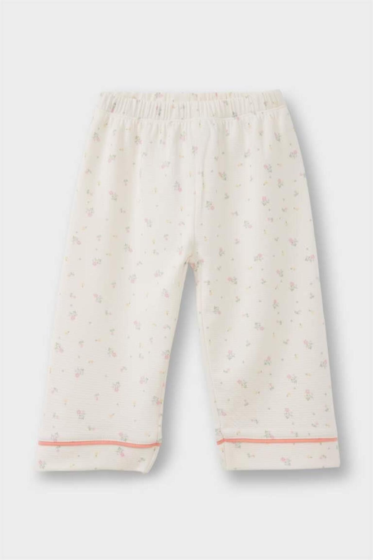 Defacto Kız Bebek Pijama Takımı Çiçekli Uzun Kollu Jakarlı Üst Uzun Alt (25 WN) fotoğrafı 2 (önizleme)