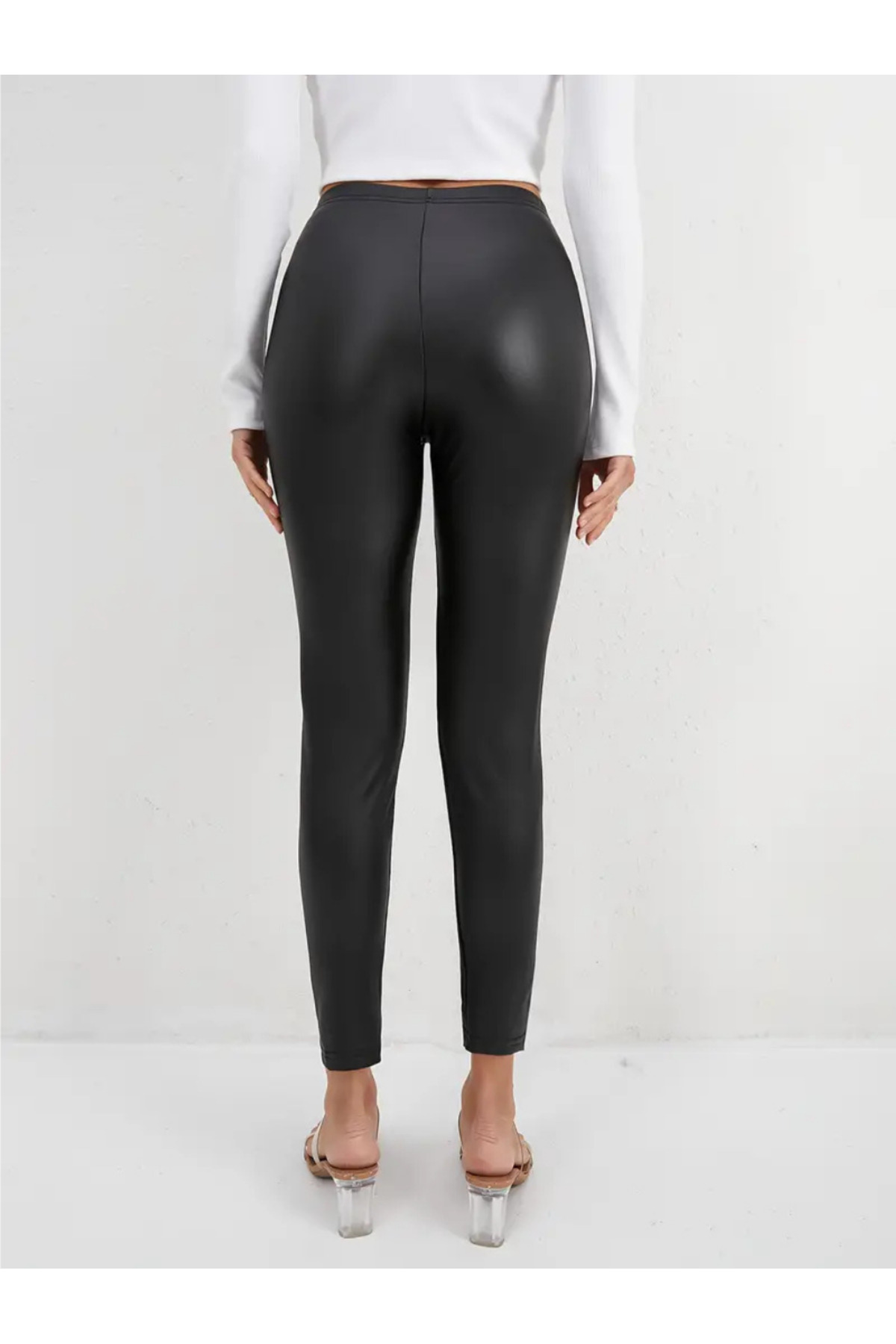 CAZZ SPORTS  DERİ GÖRÜNÜMLÜ PARLAK TAYT - YOGA - PİLATES - YOGA - FİTNESS - KOŞU - SPOR TAYTI - Görsel 5