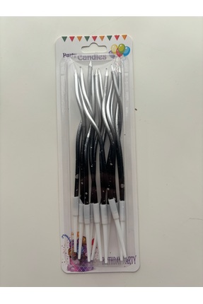 meyaccessories Metalik Siyah Gri Spiralli Mum 12 ‘li