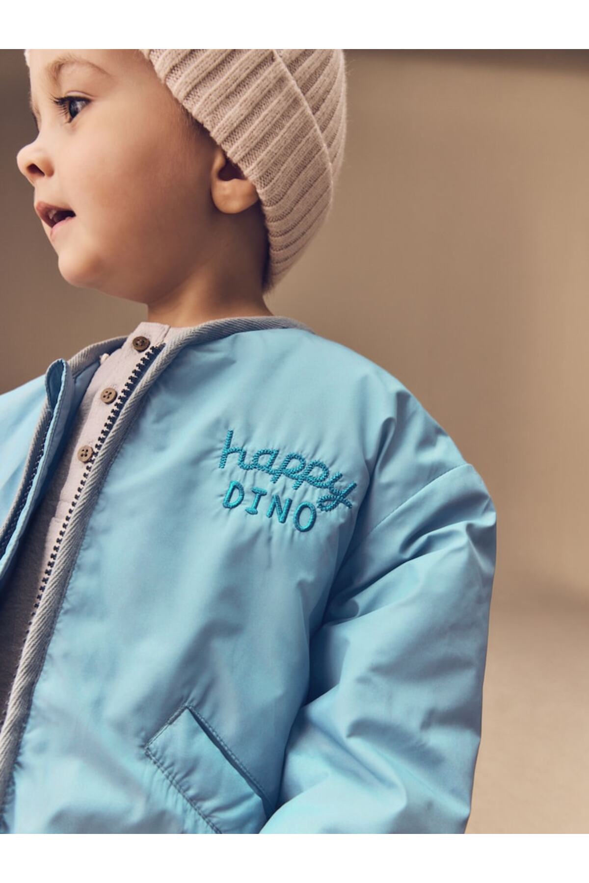 Next Baby Light Blue Water-Resistant Embroidered Coat fotoğrafı 4 (önizleme)