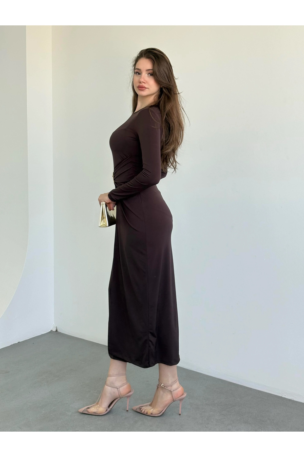 khar  MELONİ Aksesuarlı Sandy Elbise - Görsel 3