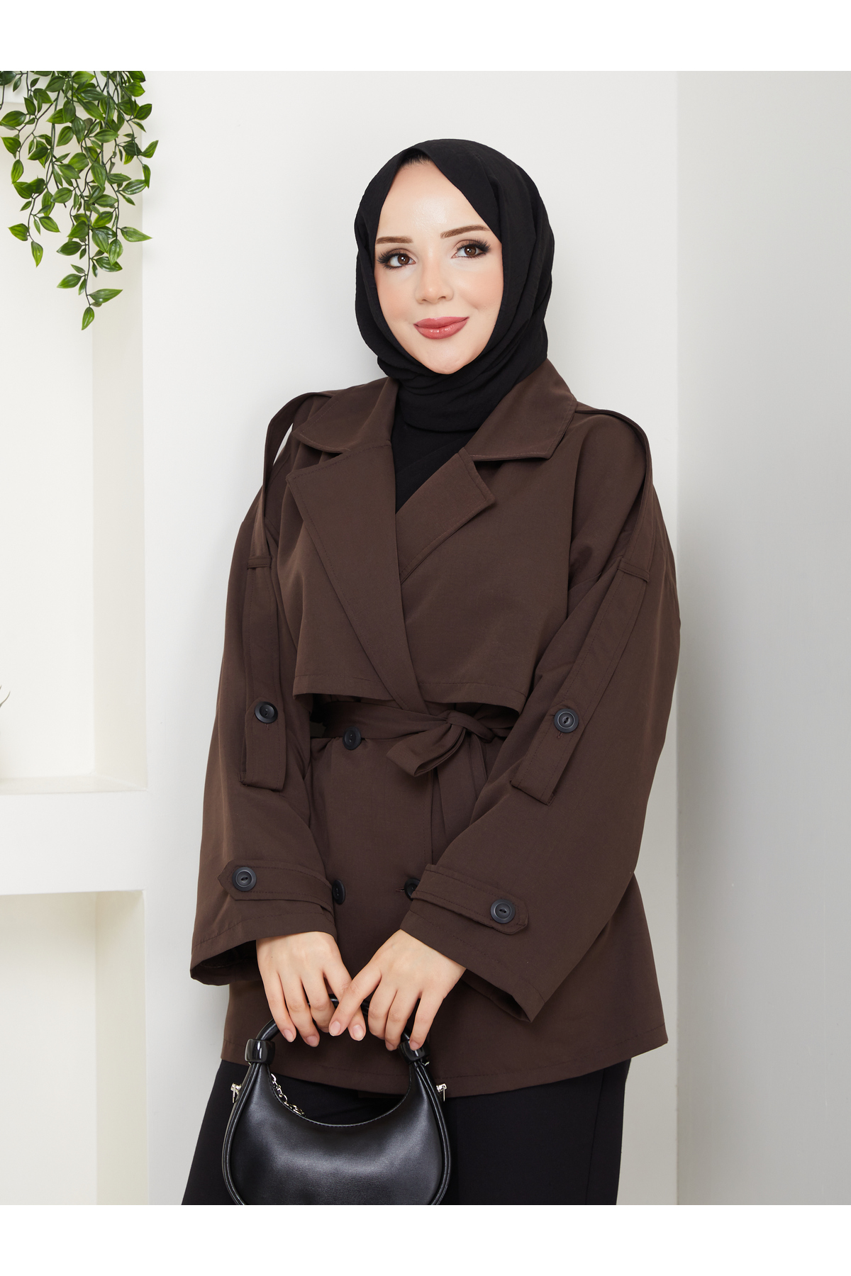 RACE FASHİON Düğme Detaylı Kemerli Oversize Trençkot RC853107 görsel 6