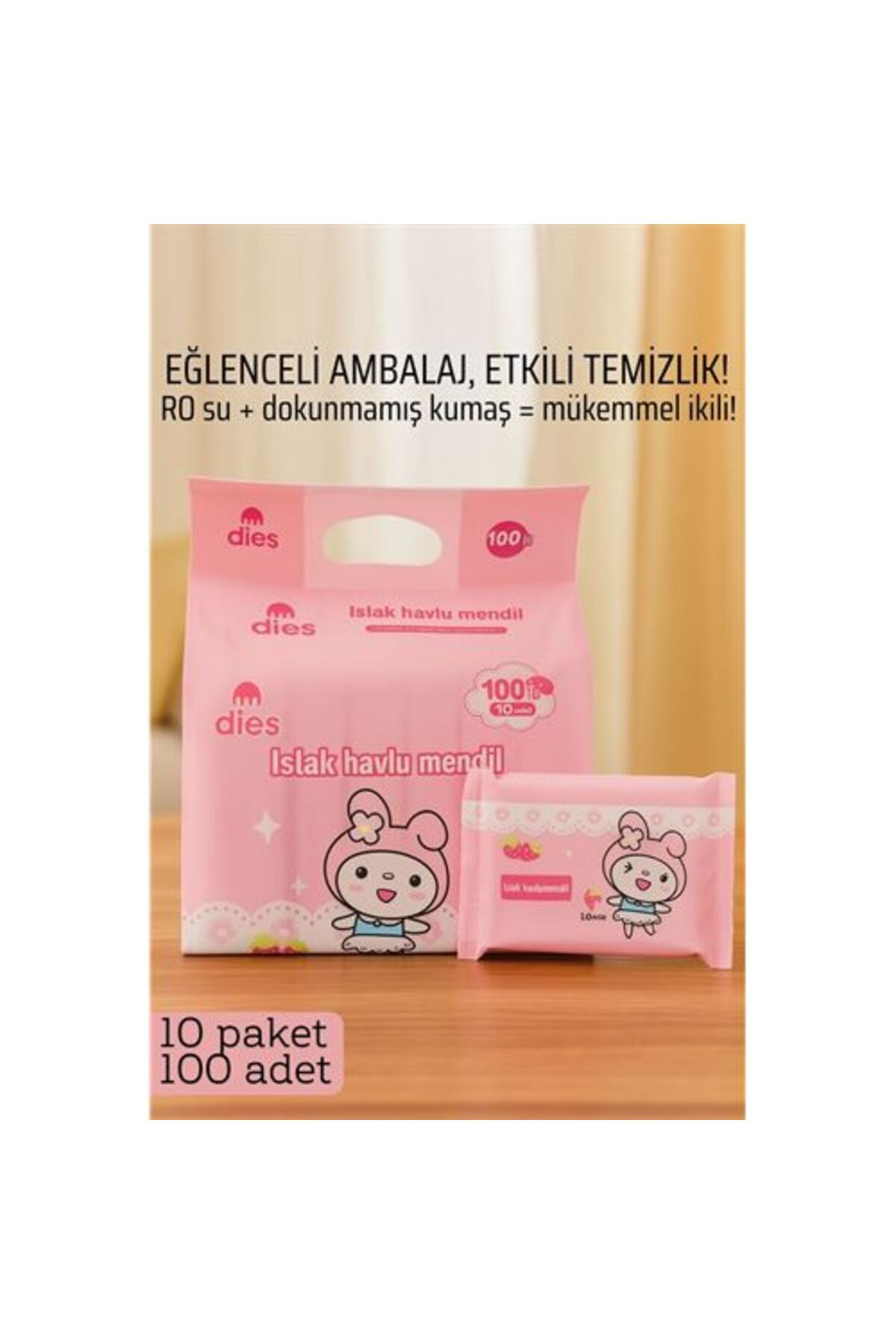 OQANN Islak Mendil -RO Saf Su & Dokunmamış Kumaşlı, 100 Yaprak Temizlik Keyfi Pembe