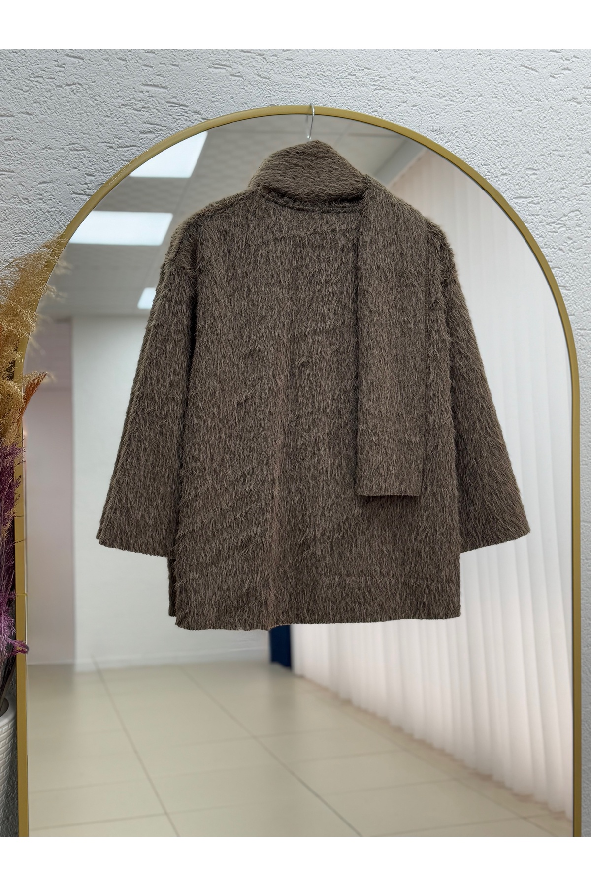 BENAHOLL  Eada Şallı Uzun Ceket-BN4542 Kahve - Görsel 7