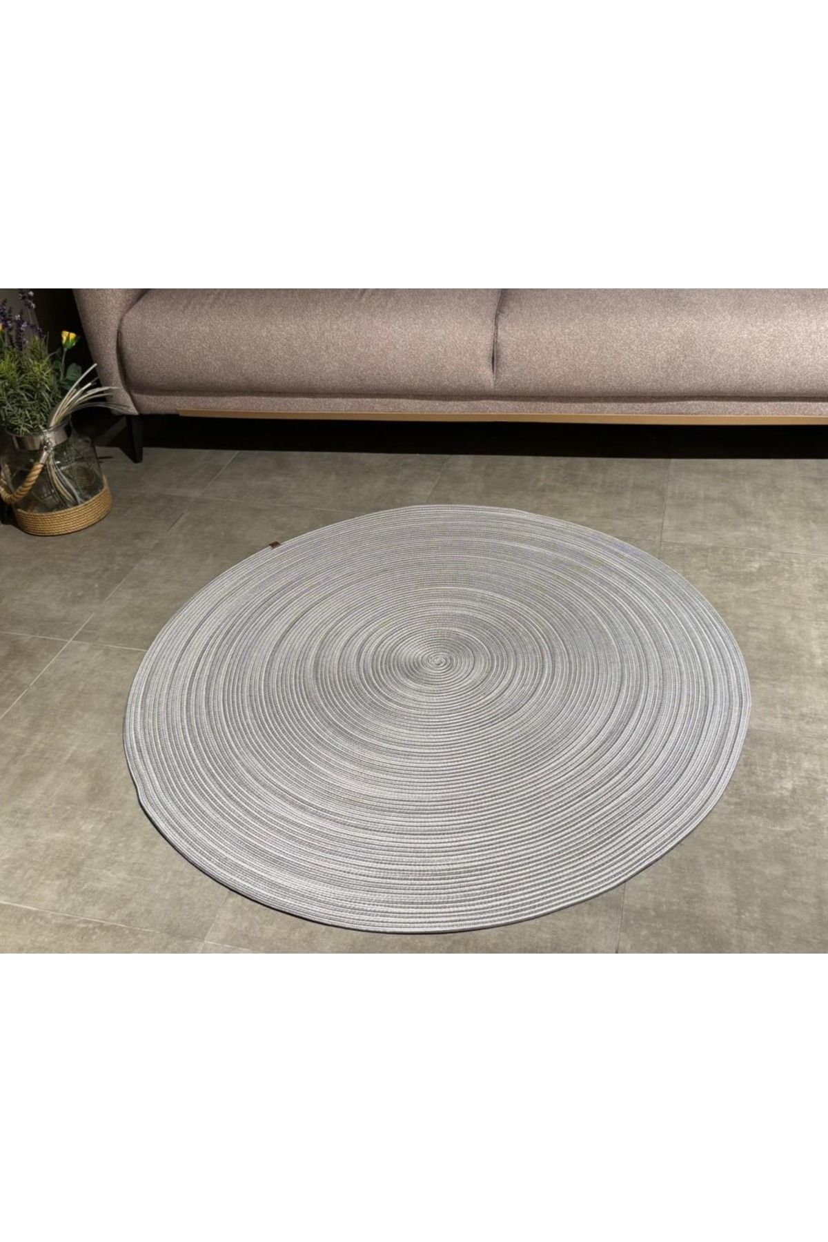 Silver Gray Jute ,Wicker ,Round Carpet, Rug ,Mat, Bathroom, Living Room ,Kitchen Carpet ,Decor ,