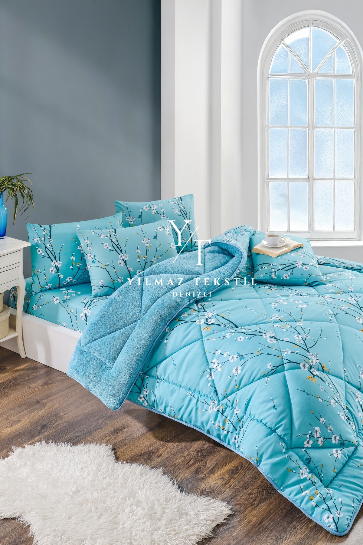 ChicMaison Lüx Çift Kişilik Pofuduk Uyku Seti | Lastikli Çarşaflı | Çeyiz Seti | Çeyiz Takımı | Sakura