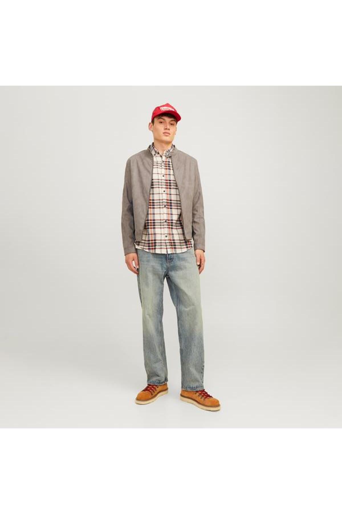 جک اند جونز کاپشن یقه گرد مردانه قهوه‌ای جک اند جونز مدل Dylan Clean