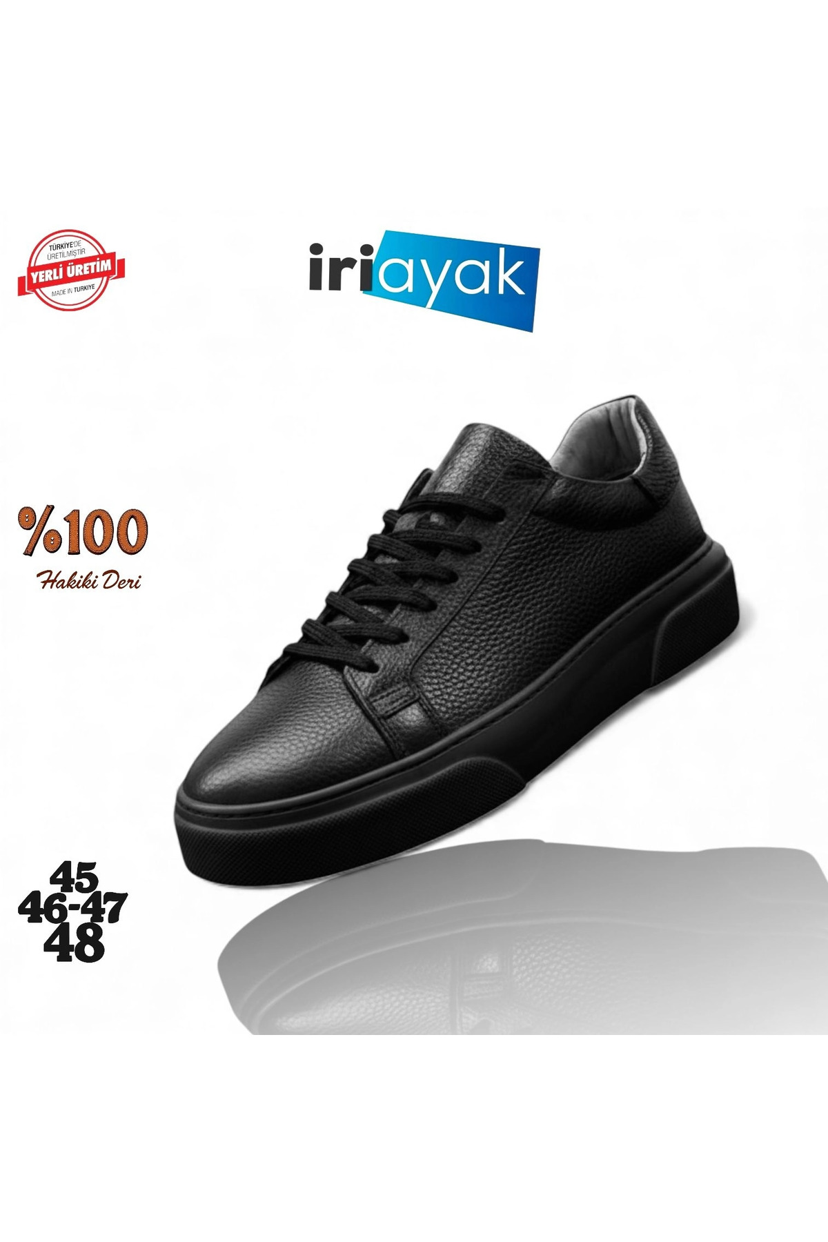 İriayak  Büyük Numara Hakiki Deri 40-48 / Rahat Taban Casual Ayakkabı/ Erkek Sneaker - Günlük Kullanıma Uygun - Görsel 2