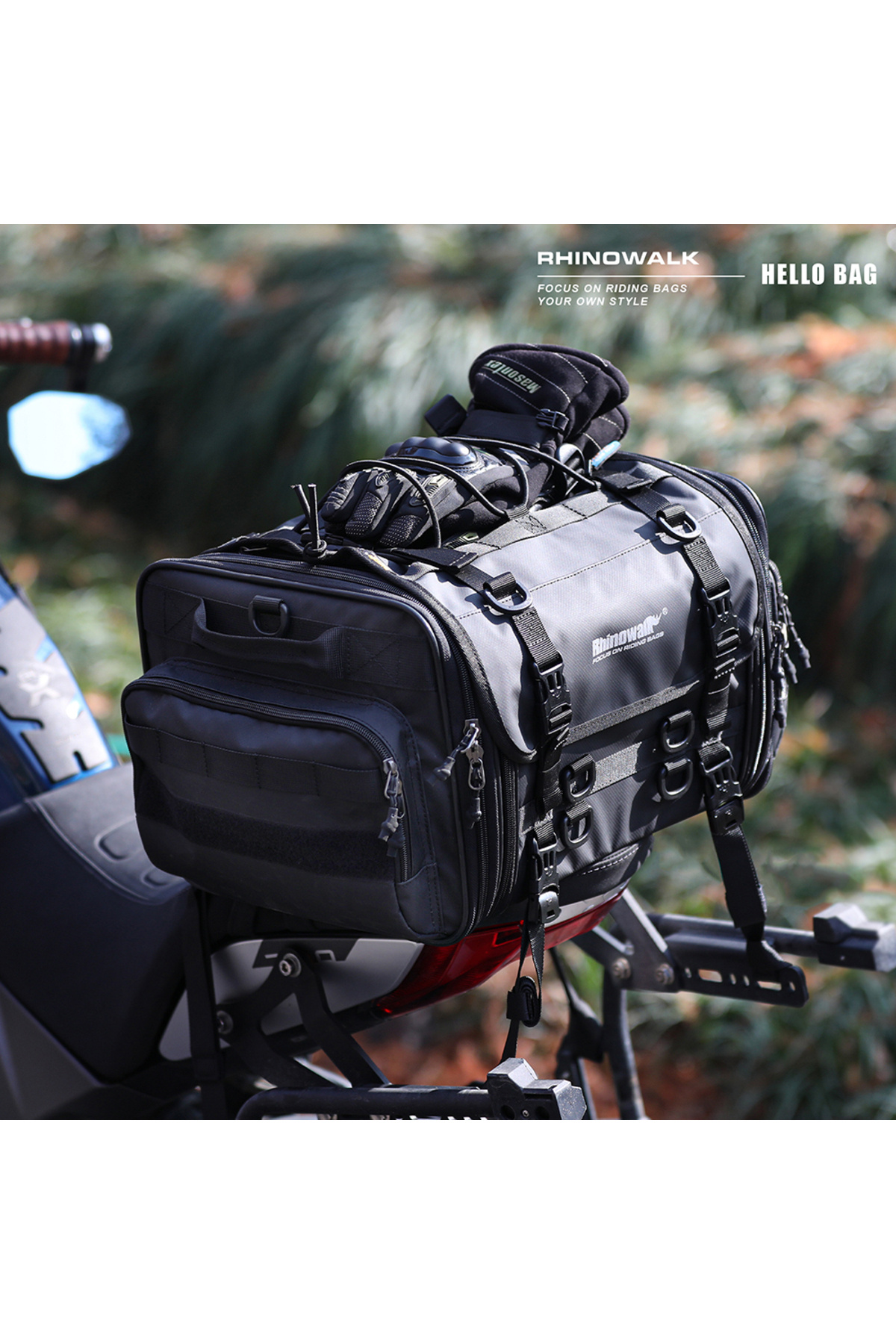 Rhinowalk 33-45L, Genişletilebilir Su Geçirmez Motosiklet Kuyruk Çantası
