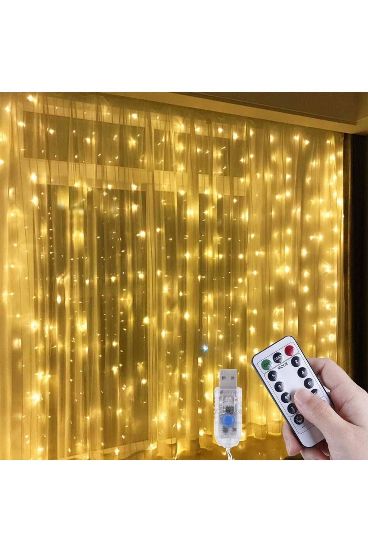 AyrStore 3x3 Metre Peri Led Kumandalı Perde Asma Kancalı Peri Led ...