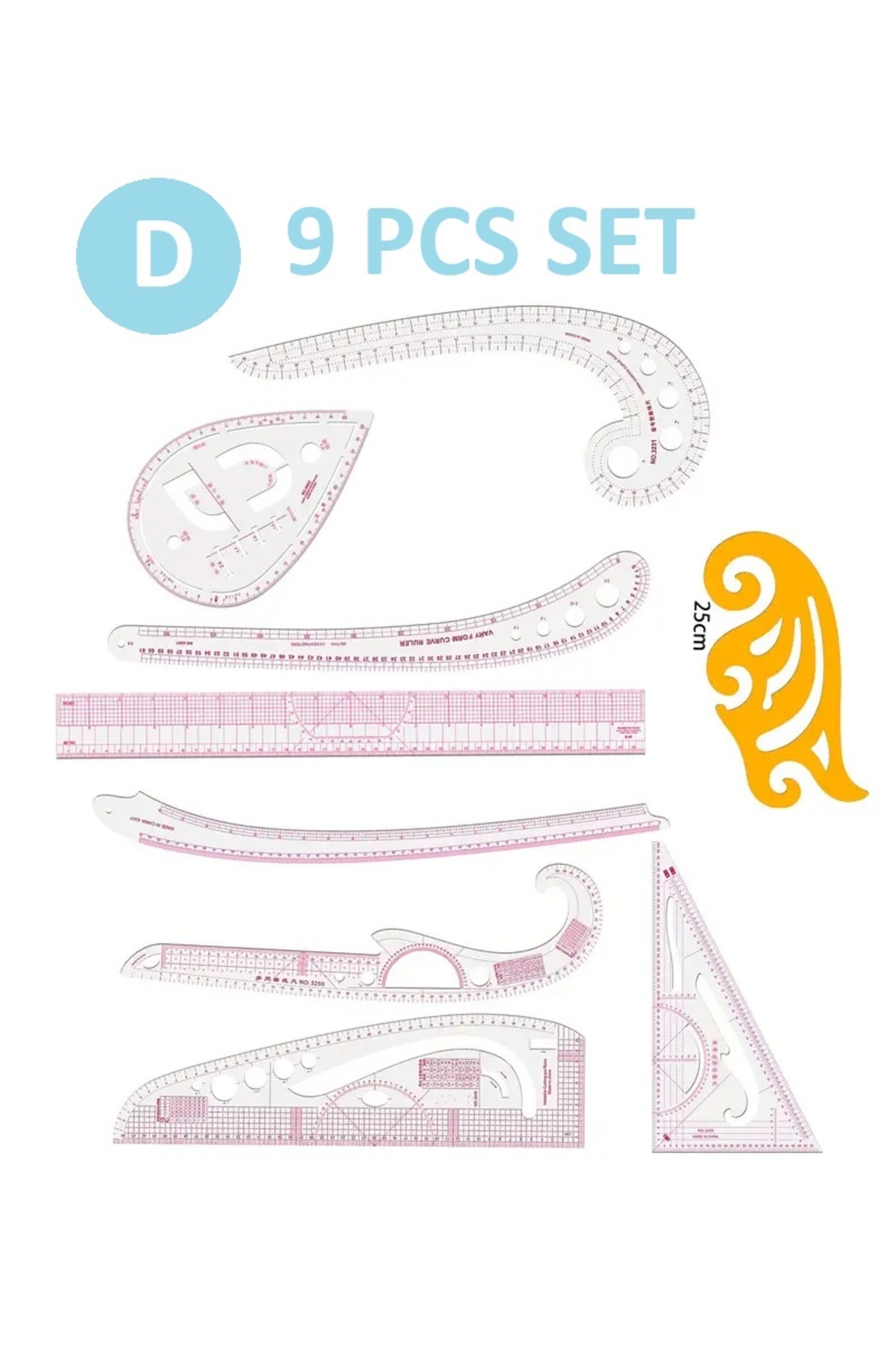 BGA D model terzi cetveli fransız gönye cetvel dikiş moda tasarım seti