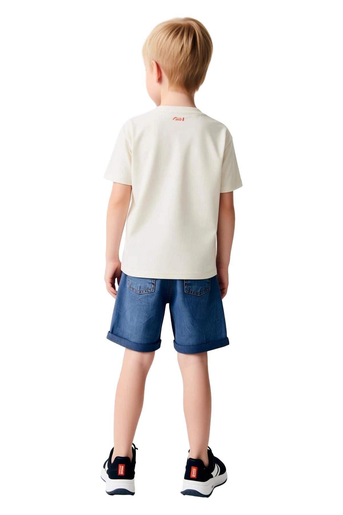Erkek Çocuk Pamuklu Bisiklet Yaka Kısa Kollu T Shirt Ve Denim Şort Takımı Kaliteli Şık Rahat