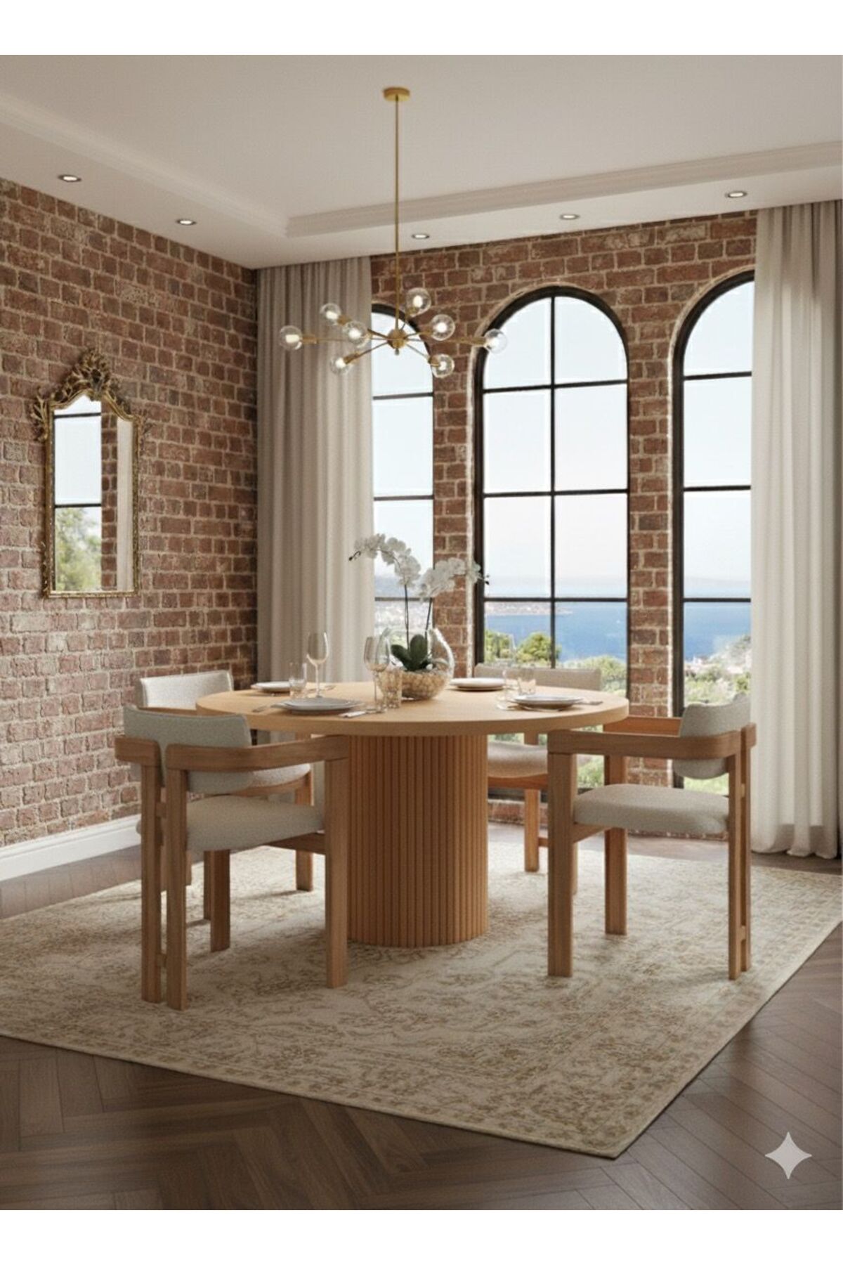ZEYTUNHOME VERONA Doğal Ahşap Yuvarlak Yemek Masası Takımı – 4 Kişilik ...