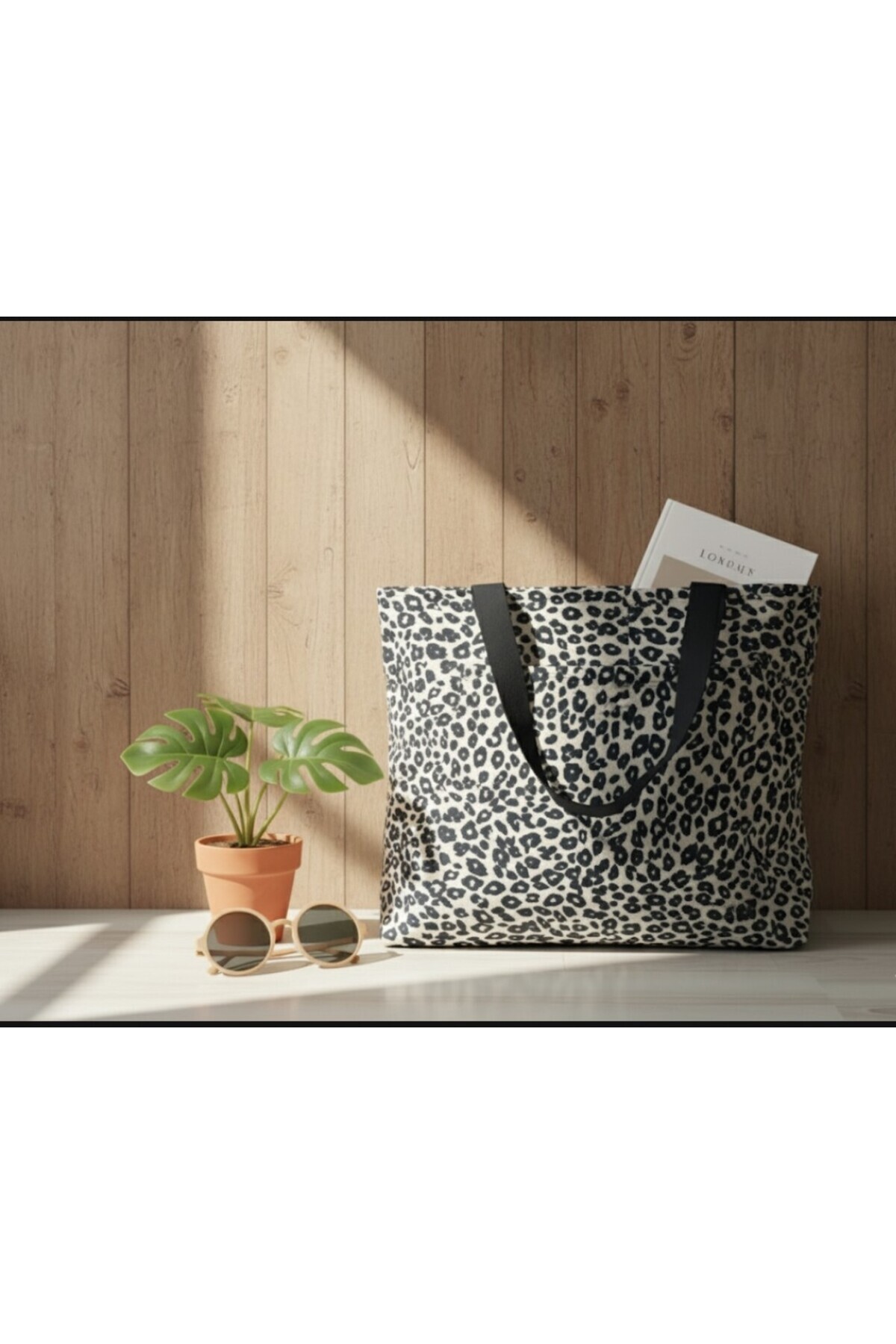 Leopard Patterned Canvas Fabric Cloth Bag ..