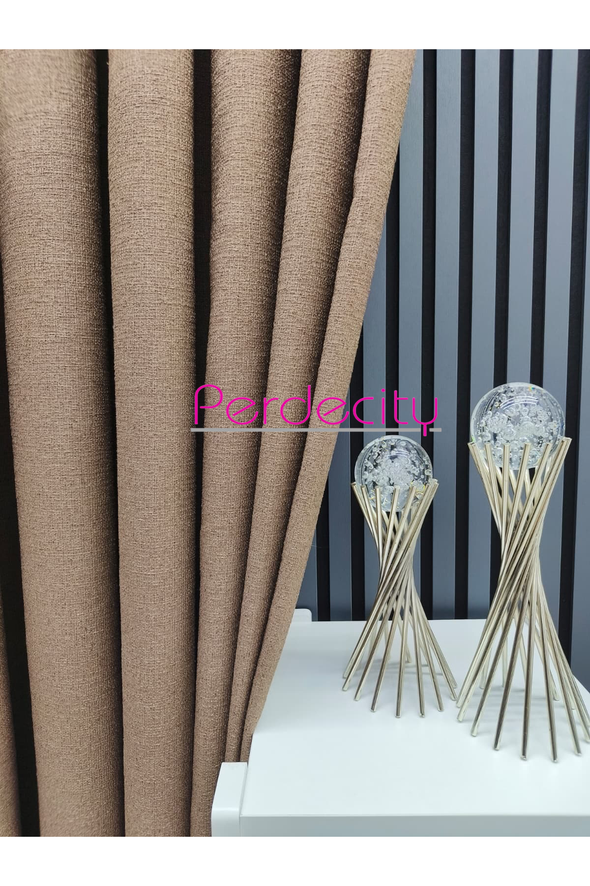 Bohemian Style Linen Look Gizia Brown Background Curtain STRAIGHT PLANTING (Without Piles ) Single Wing 12