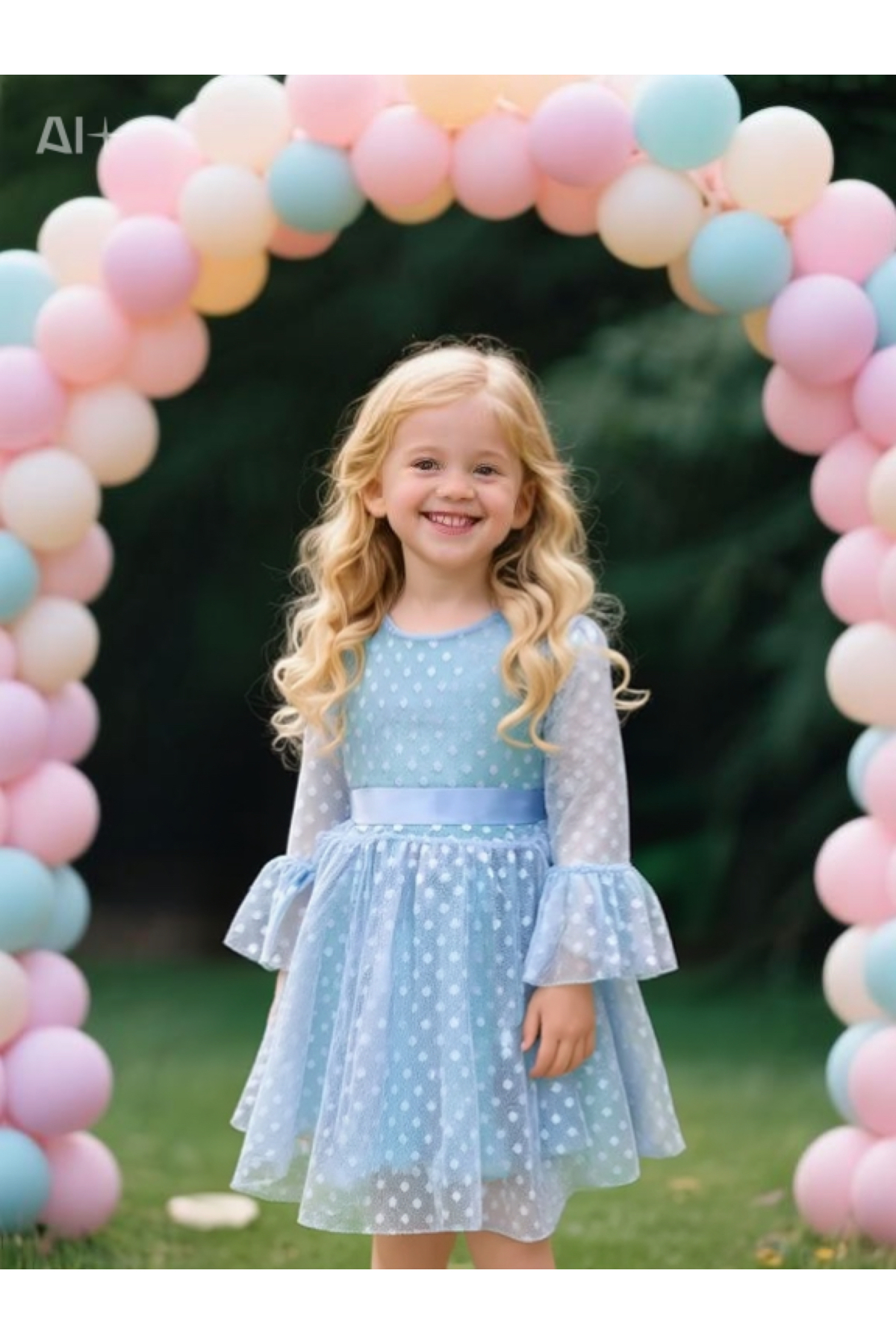 Lunas tekstil Tokalı Puantiyeli Kabarık Tüllü elbise fotoğrafı 5 (önizleme)