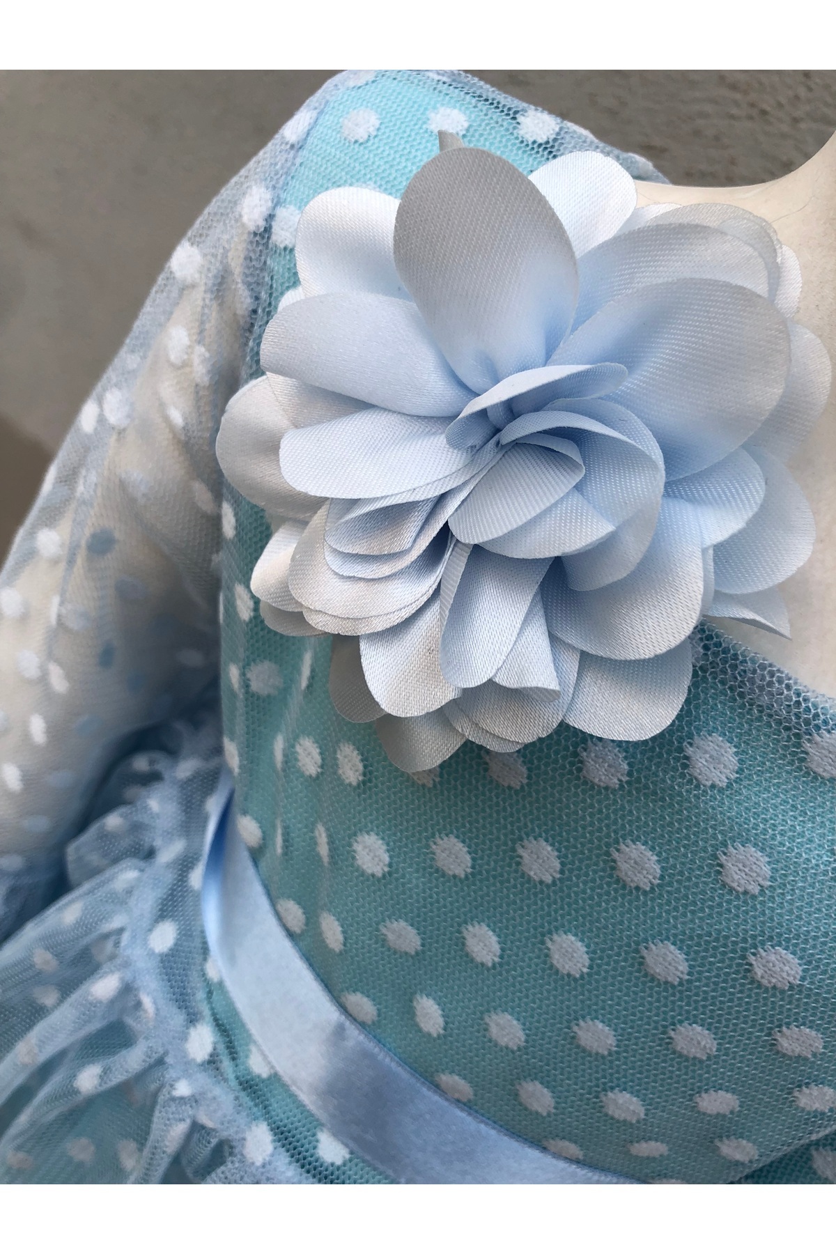 Lunas tekstil Tokalı Puantiyeli Kabarık Tüllü elbise fotoğrafı 7 (önizleme)