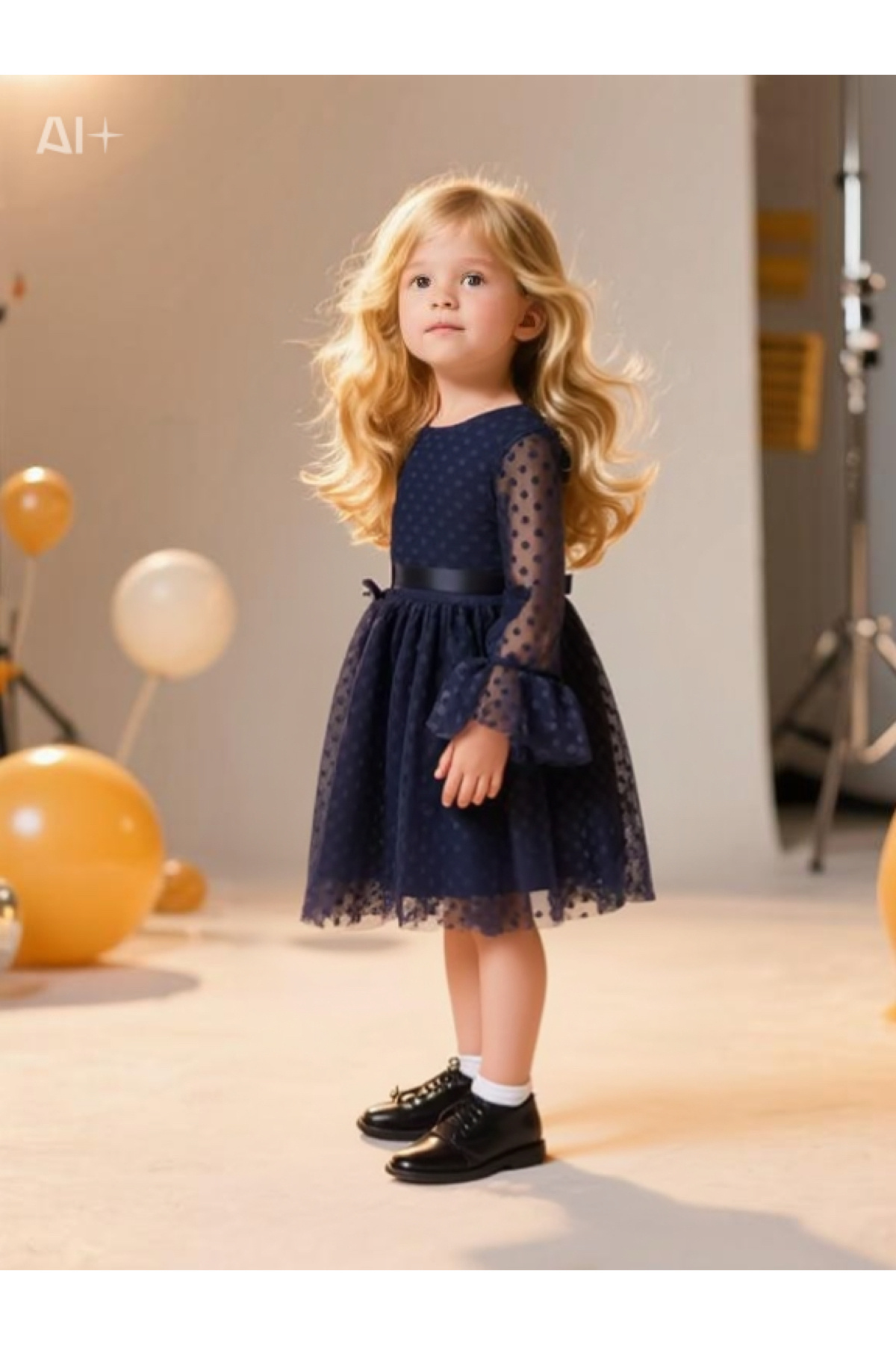 Lunas tekstil Tokalı Puantiyeli Tüllü Kabarık Elbise fotoğrafı 5 (önizleme)