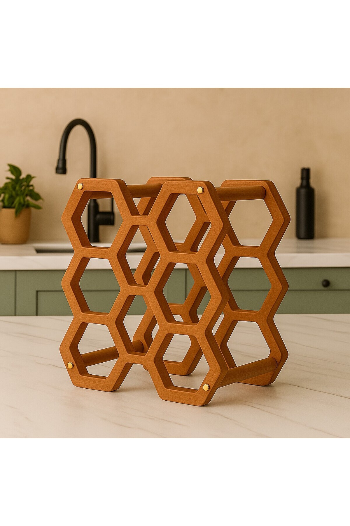 arykanda BAL PETEĞİ ŞİŞE STANDI - AHŞAP ŞİŞE ORGANİZER