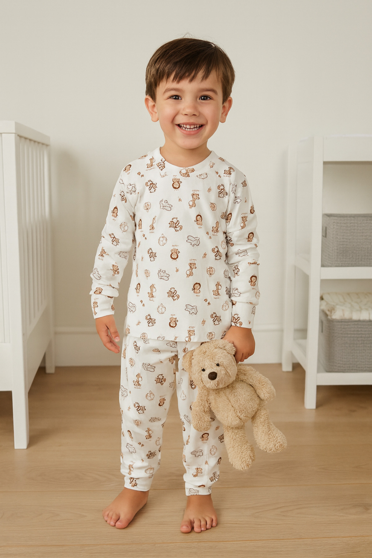 Vivolas %100 Pamuk Çocuk Unisex Desenli Pijama Takımı 1-8 Yaş (Uzun Kollu, 2’li Takım) fotoğrafı 6 (önizleme)