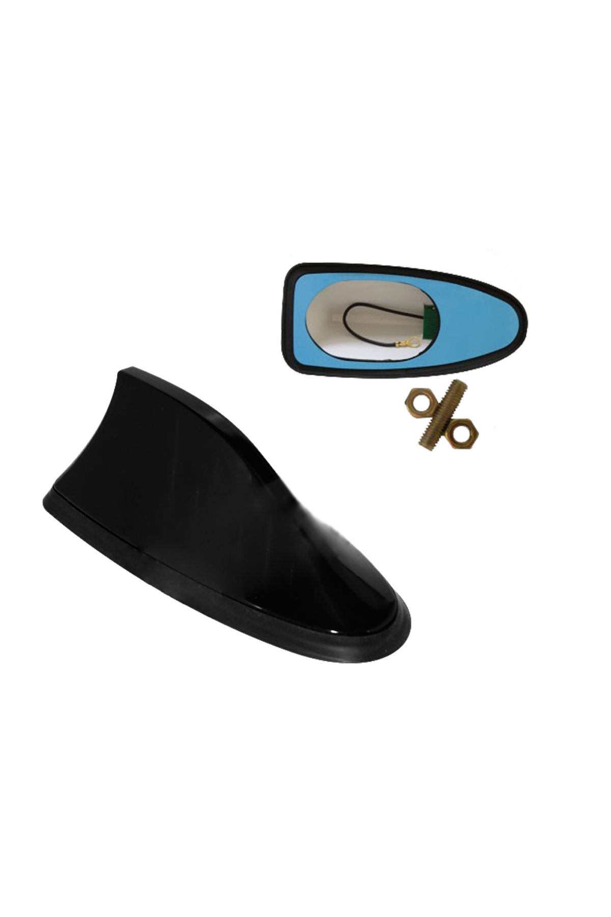 Luord Store Balık Sırtı Köpek Balığı Elektronik Oto Anten Silikon Tabanlı Parlak Siyah