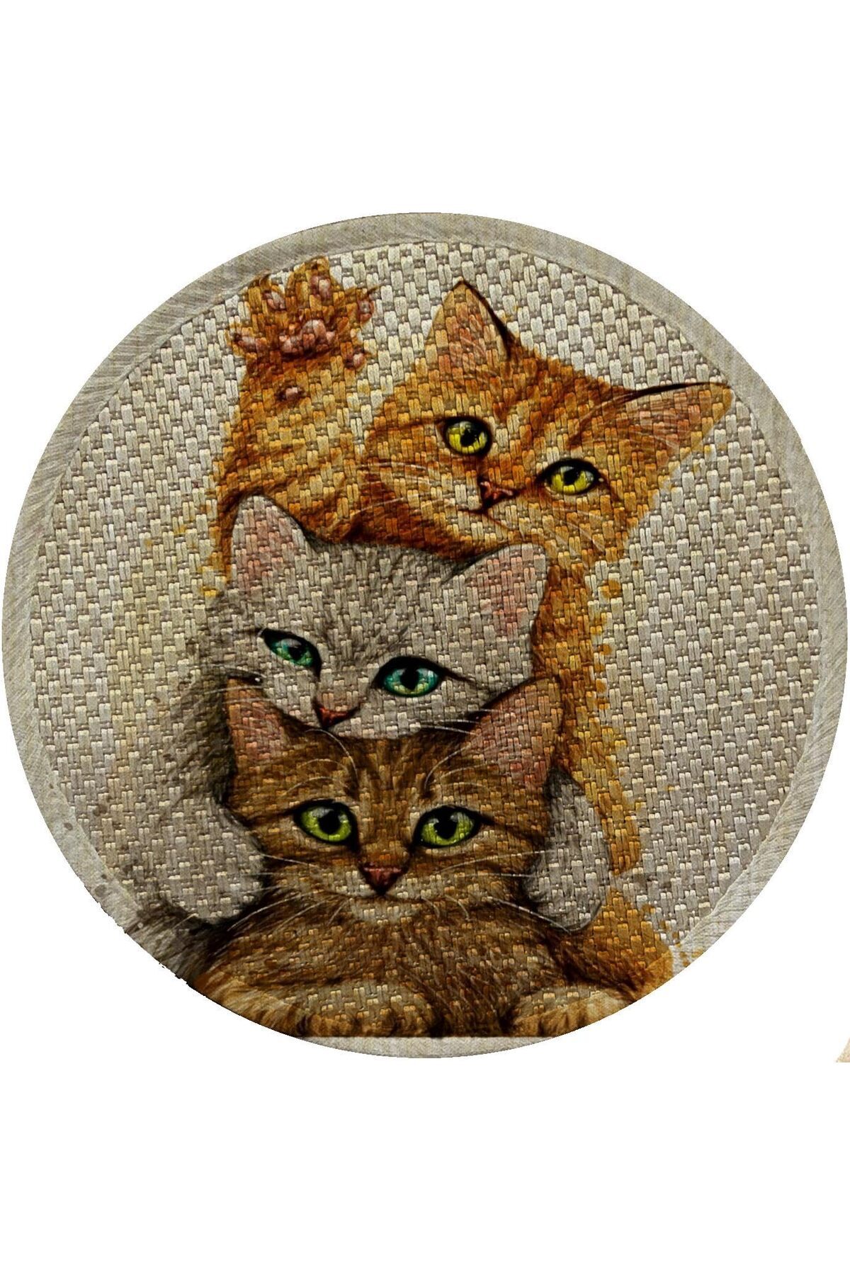 Shop a Way Desenli Çift Taraflı Kedi Tırmalama Paspası Yuvarlak Yellow 36 36 cm