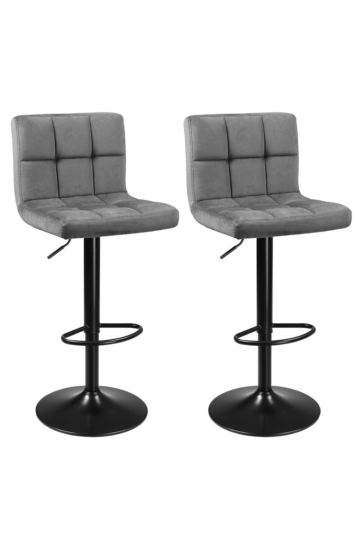 Delixa SONGMICS 2Li Set Kadife Bar Tabureleri, Yüksekliği Ayarlanabilir Döner Tabureler, Mutfak Sandalyeler