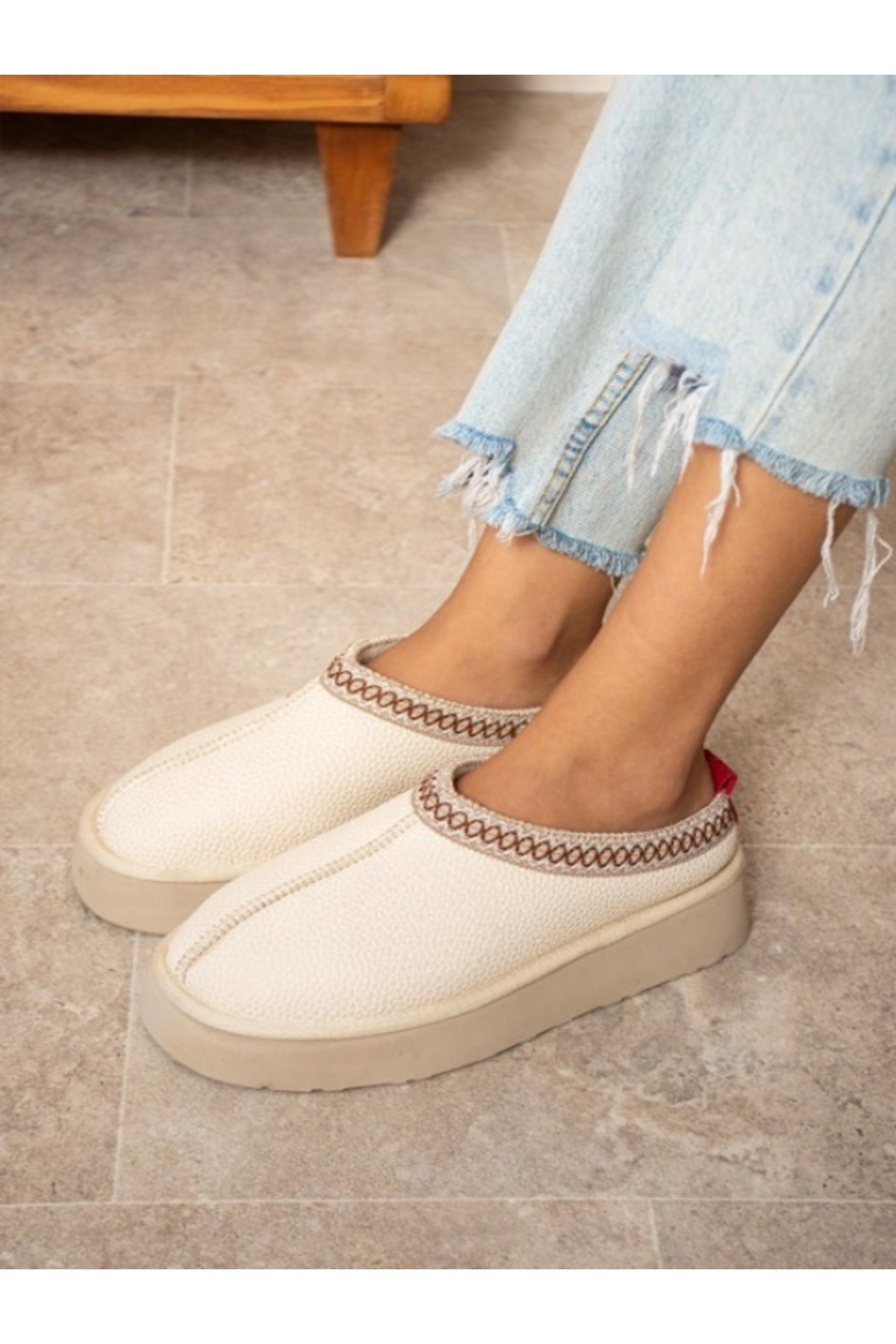 TREND Kadın Kışlık İçi Kürklü Süet Slip-On Bot - Bej