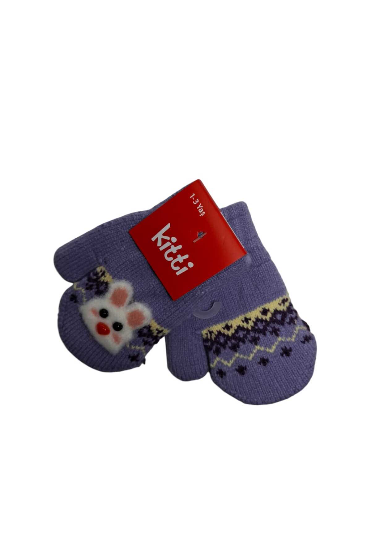 Kitti Spteks 1-3 Yaş Kız Bebe Lila Renk Hayvan Figürlü Kışlık Örme Eldiven fotoğrafı 4 (önizleme)