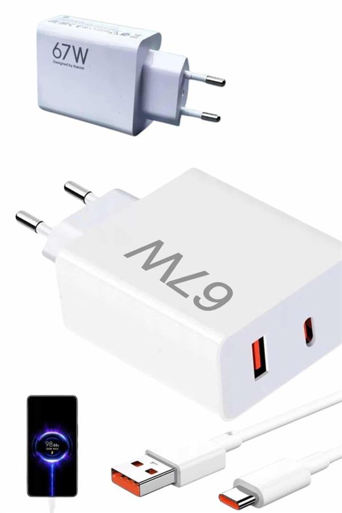 teknodayım Hızlı Şarj Aleti Adaptörü Kablo Seti 67W Uzun Ömürlü Beyaz