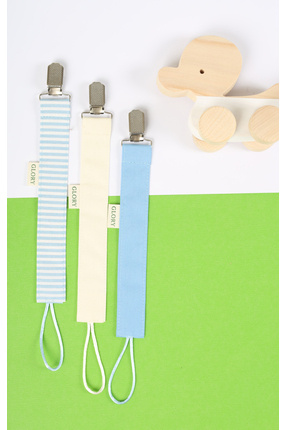 GLORY BABY Emzik Askısı - Emzik Zinciri - Emzik Tutacağı - 3'lü Set - Mavi Çi...