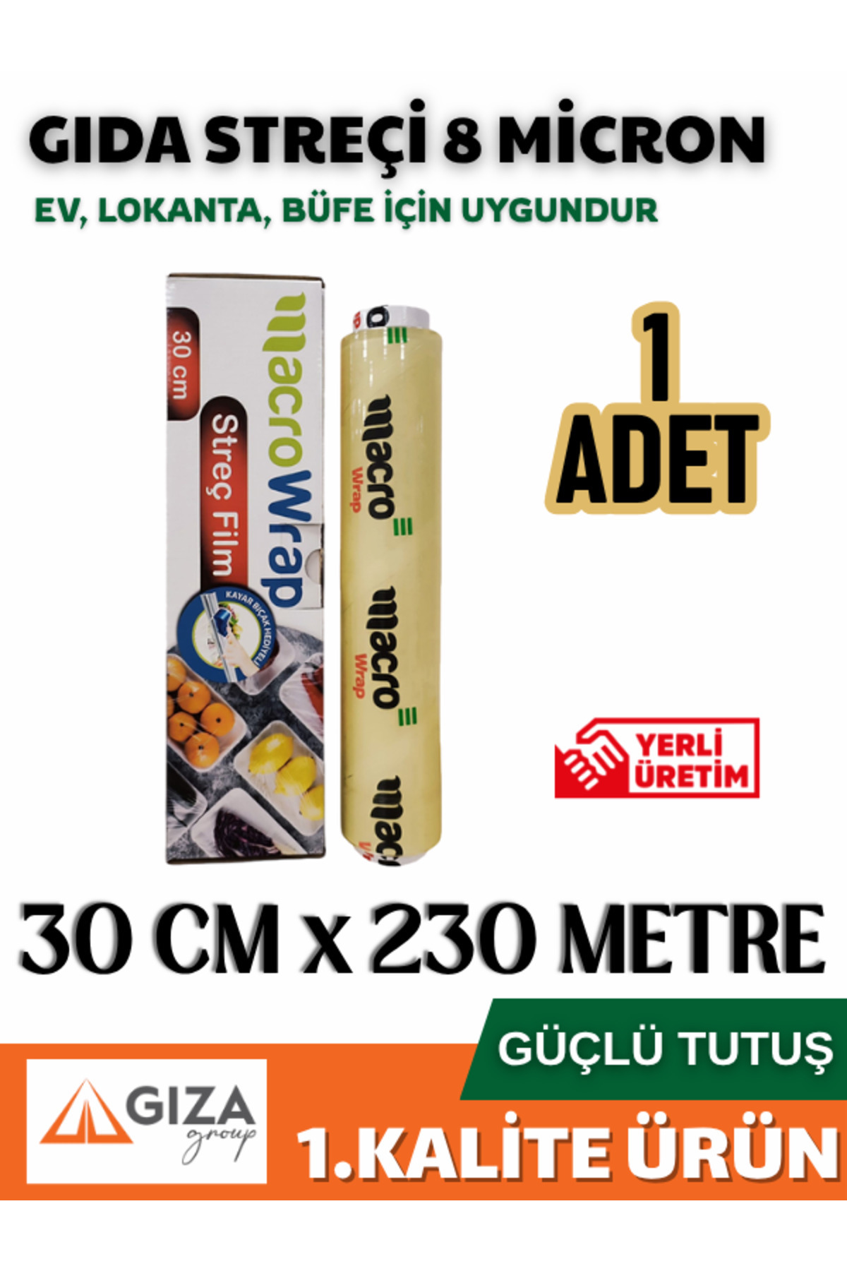 MACRO WRAP Gıda Streçi 8 Micron 30 x 230 Metre 1 Adet Standart