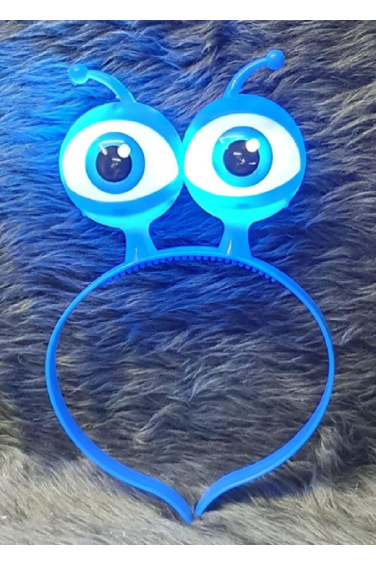 Skygo Led Işıklı Pilli 3 Farklı Modda Yanan Uzaylı Göz Parti Tacı Mavi Renk 18x12 cm